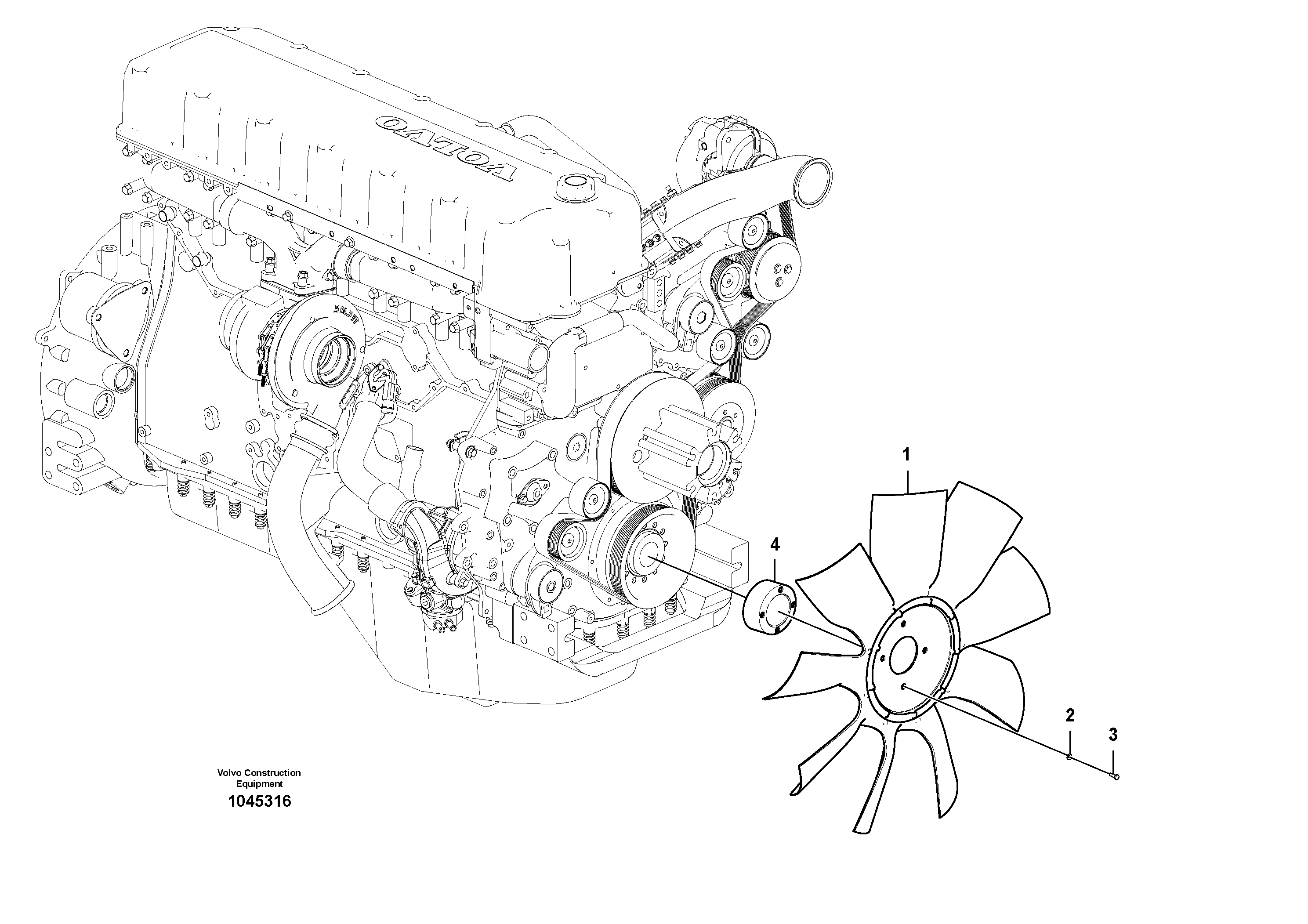 Схема запчастей Volvo EW145B - 99707 Cooling fan mounting EW145B PRIME S/N 15001-