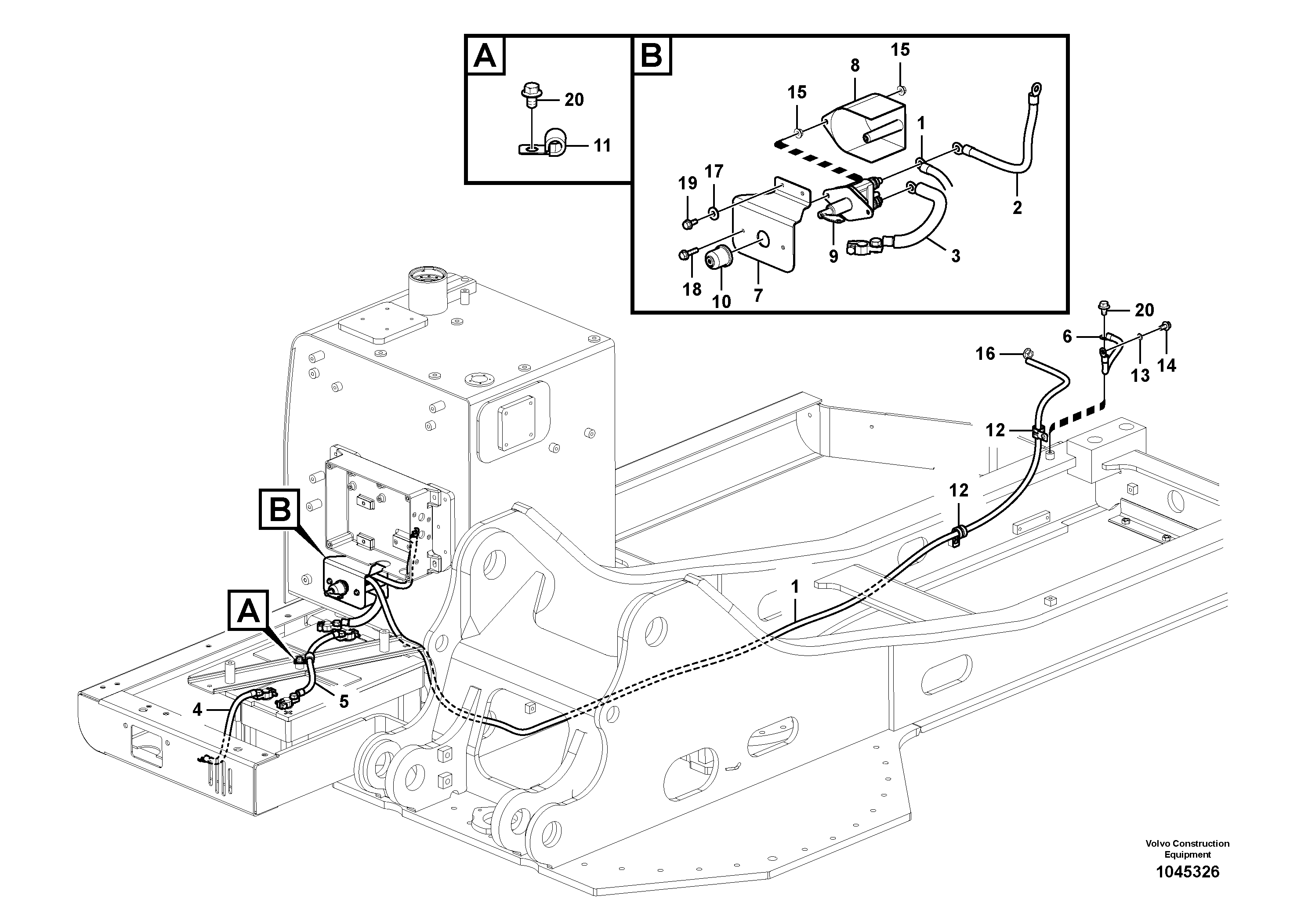 Схема запчастей Volvo EW145B - 49647 Cables, battery EW145B PRIME S/N 15001-