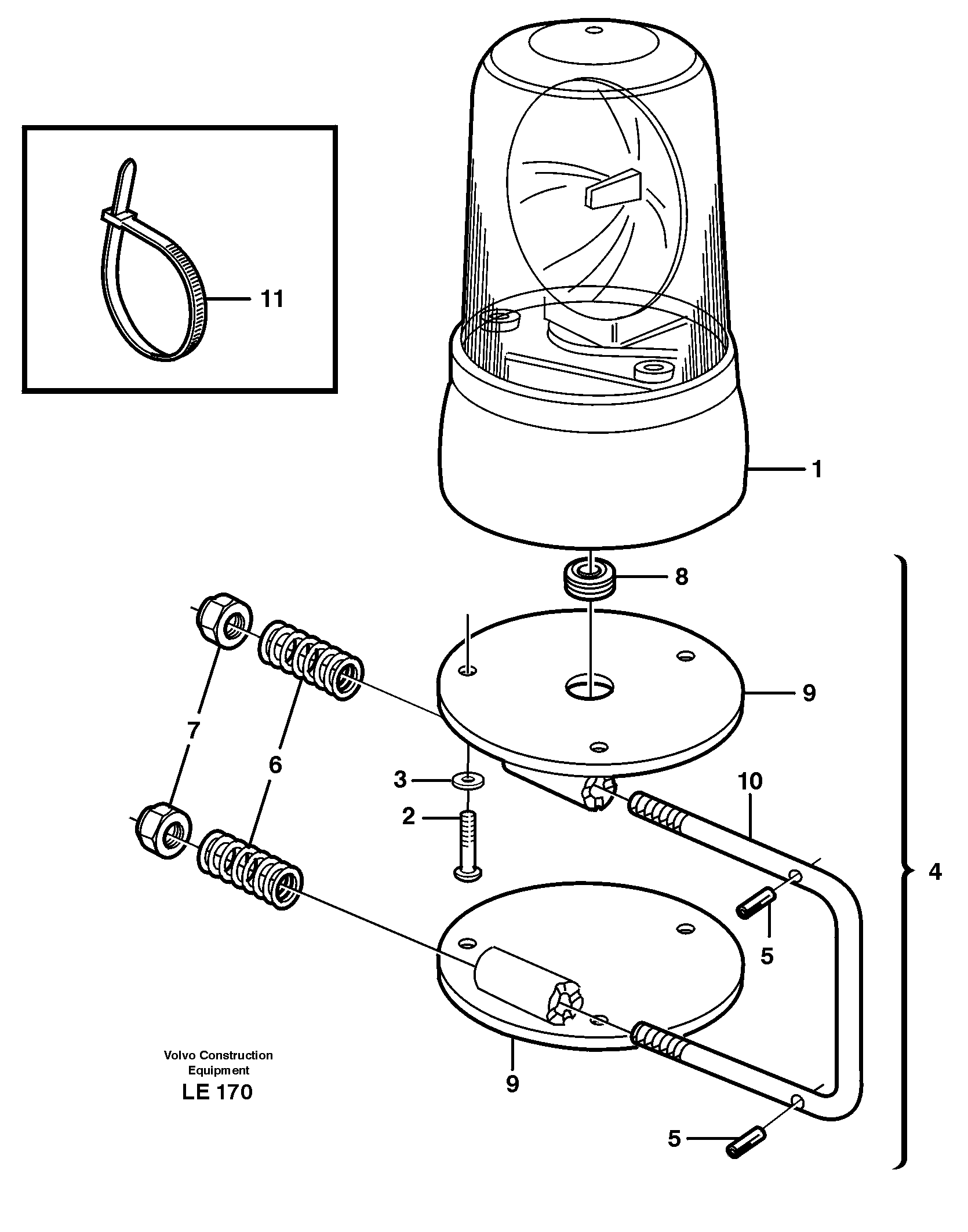Схема запчастей Volvo EC160 - 7668 Rotating beacon EC160 SER NO 1001-