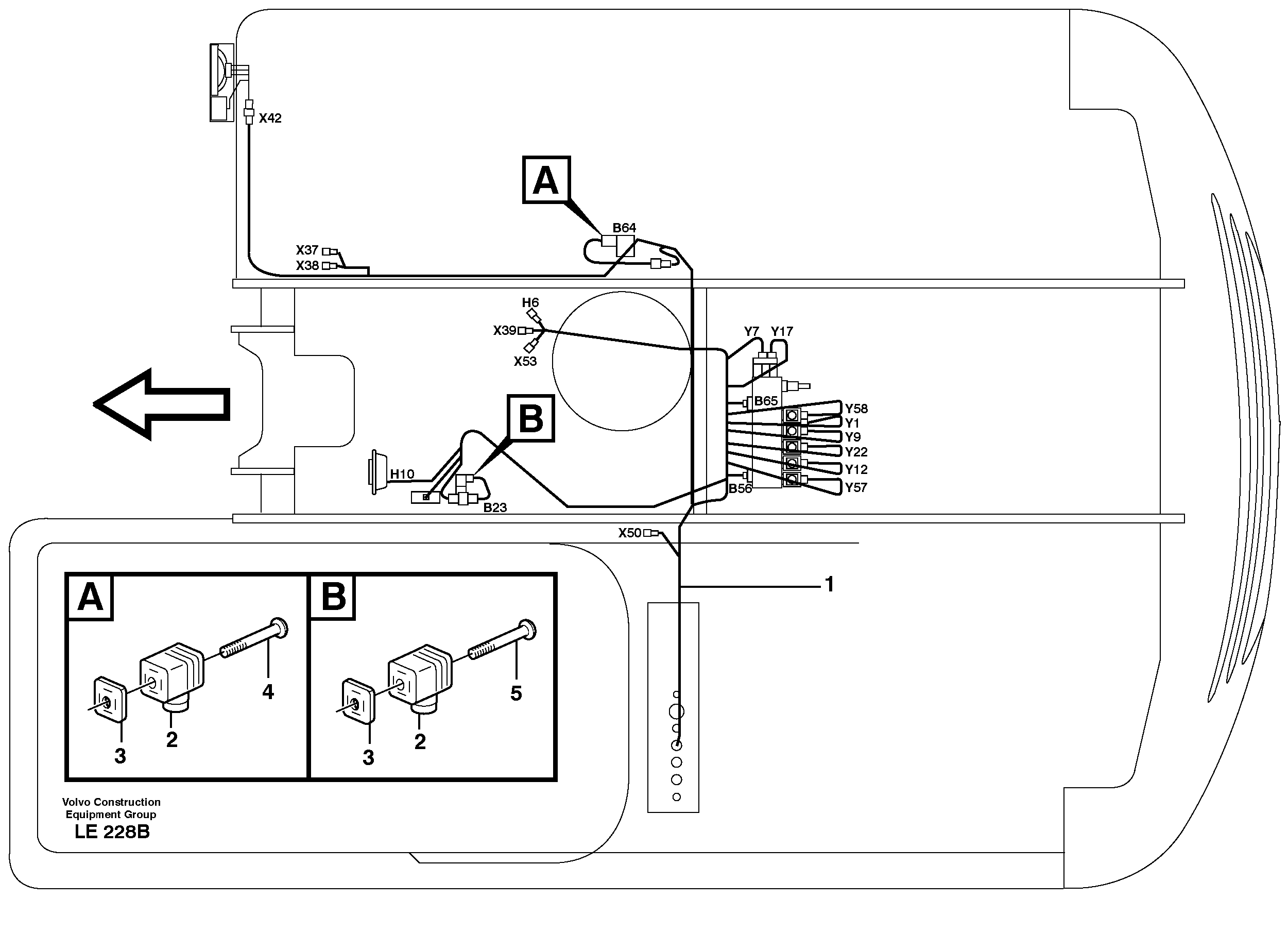 Схема запчастей Volvo EC160 - 8234 Cable harnesses, upper section, L6, L7 EC160 SER NO 1001-