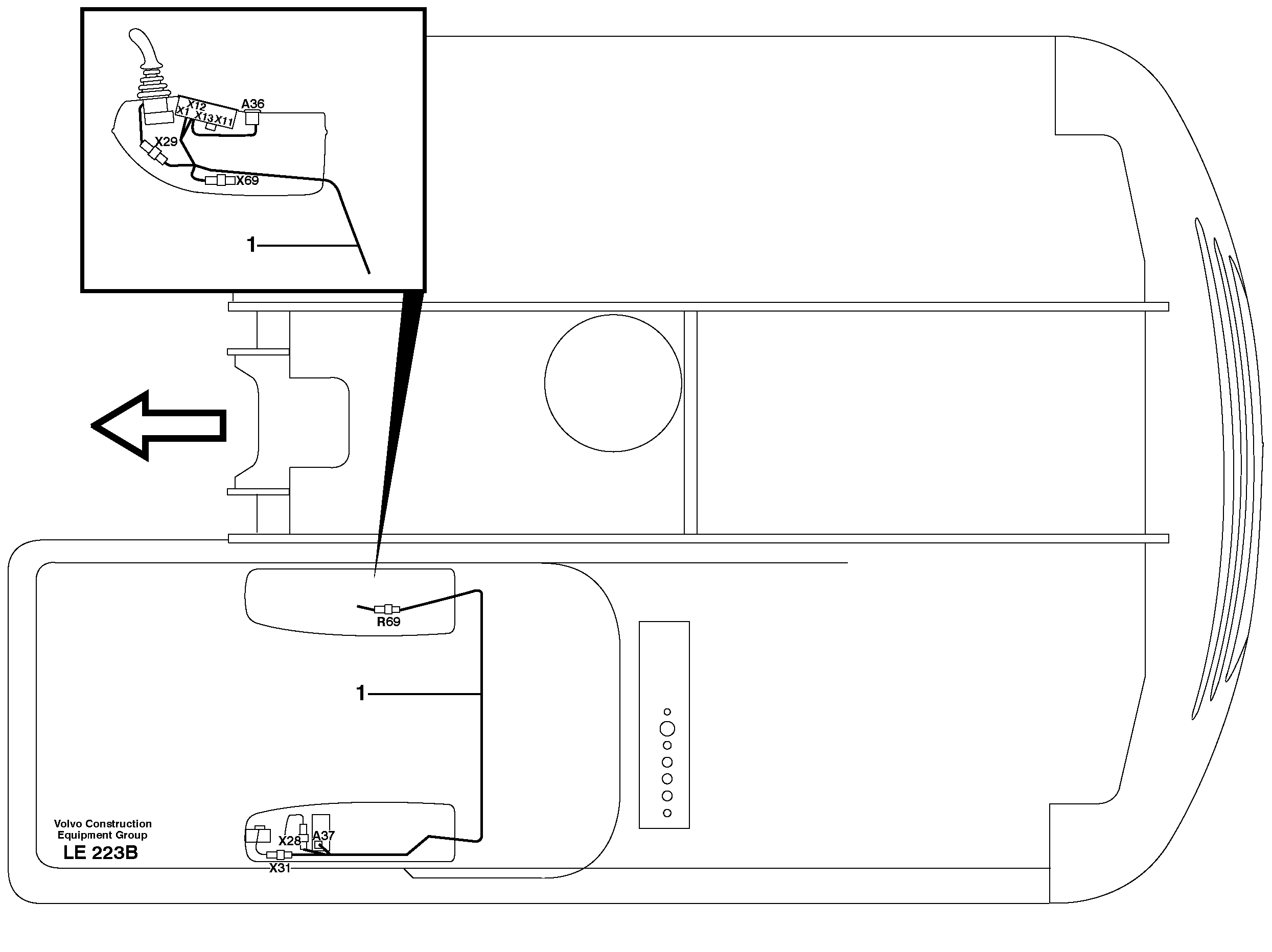 Схема запчастей Volvo EC160 - 8236 Cable harness, Control panel, Lh EC160 SER NO 1001-