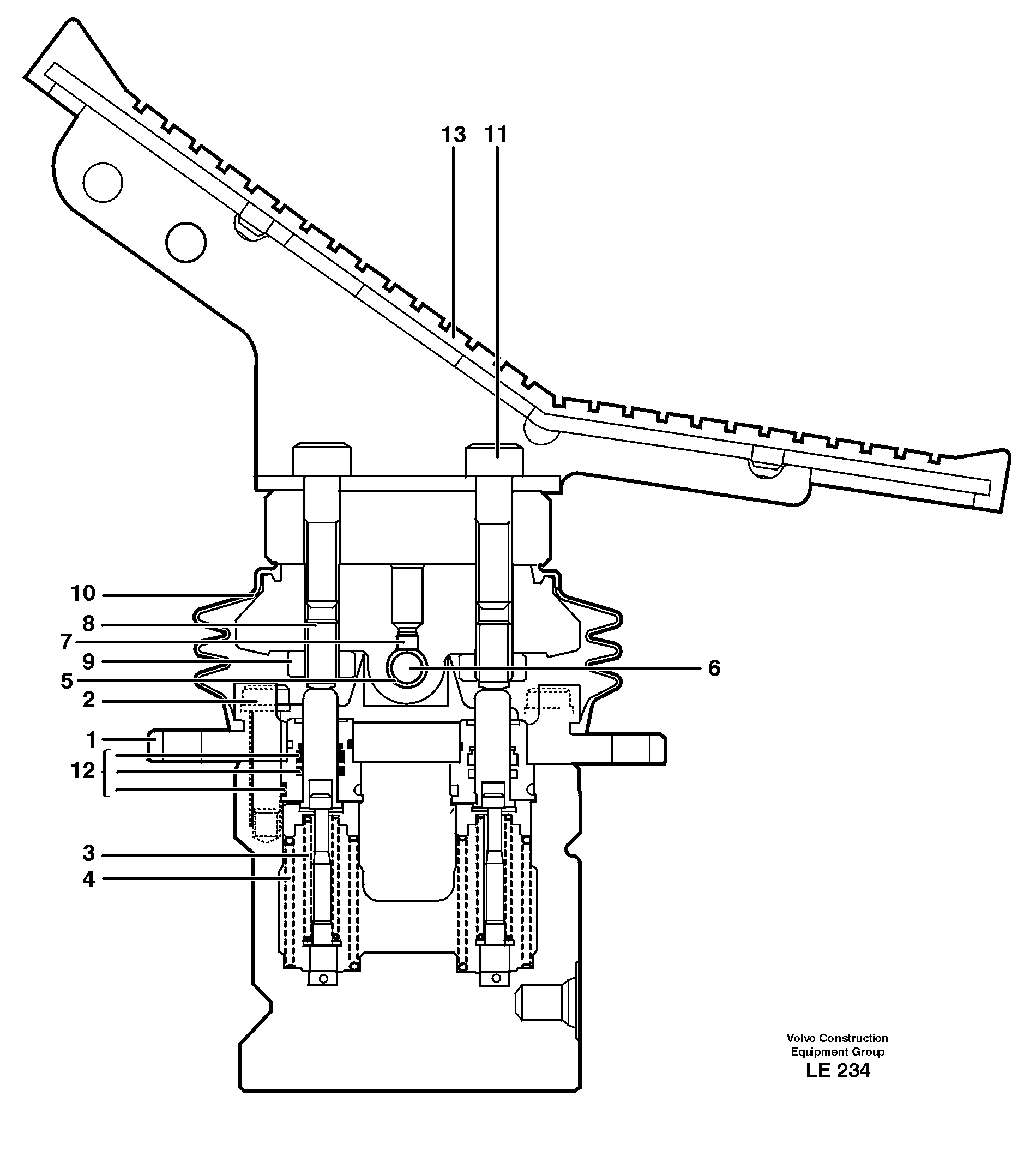 Схема запчастей Volvo EC160 - 8861 Pedal valve EC160 SER NO 1001-