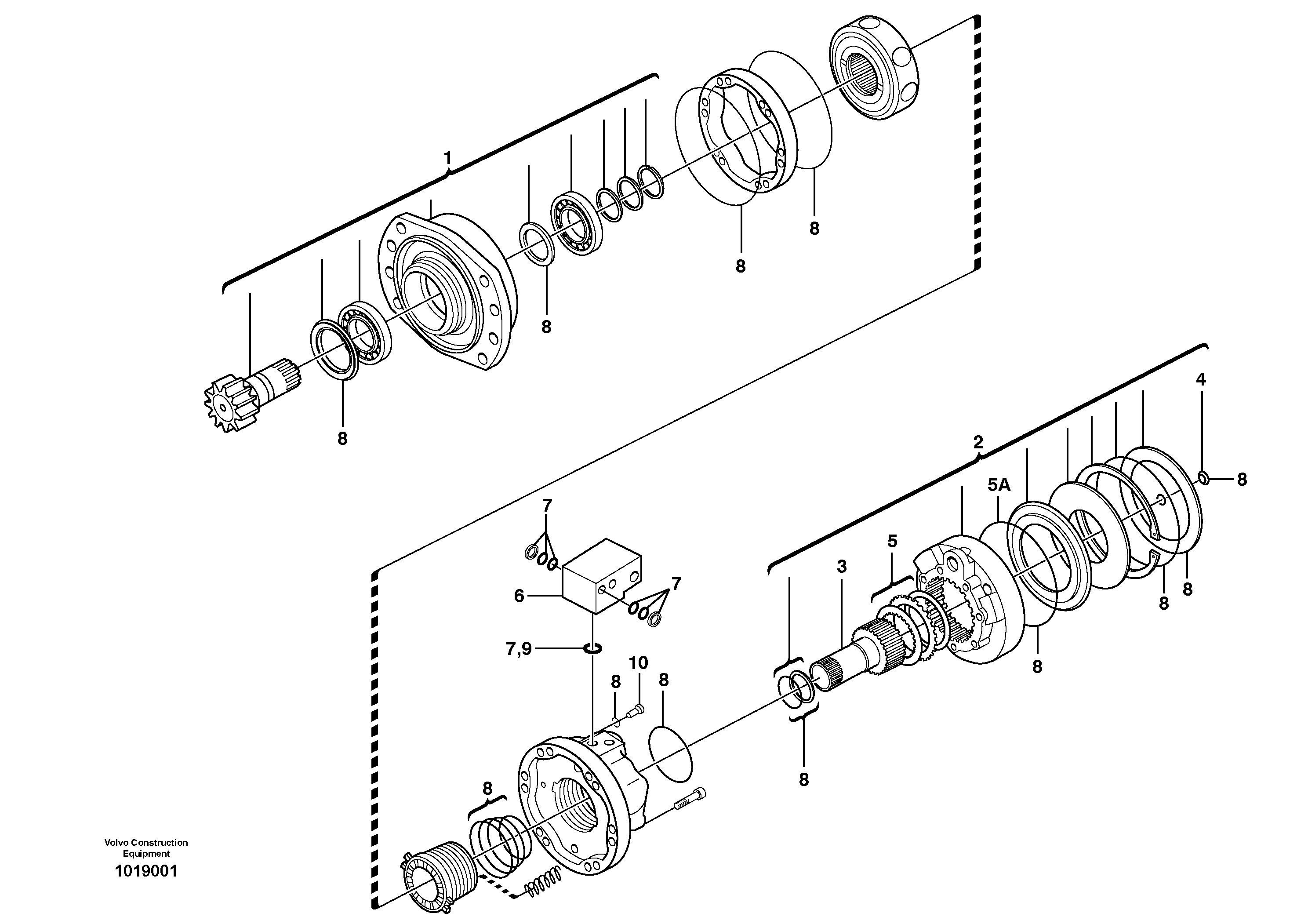 Схема запчастей Volvo EC160 - 8862 Поворотный редуктор (Гидромотор поворота платформы) EC160 SER NO 1001-
