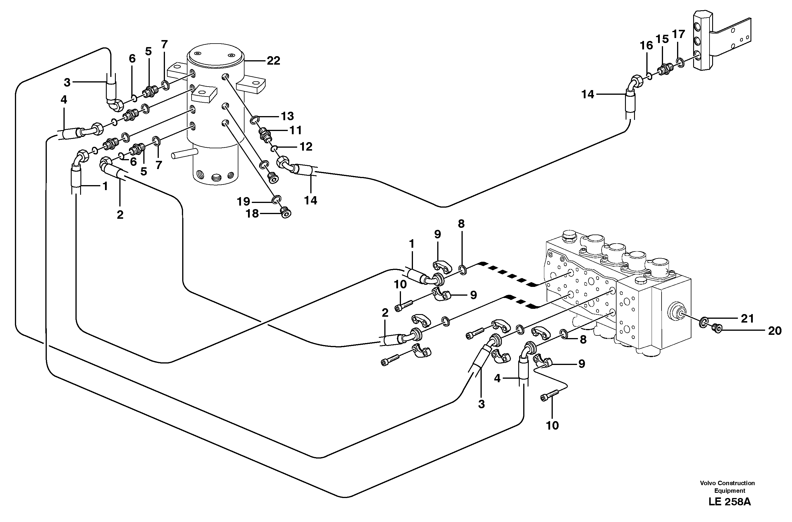 Схема запчастей Volvo EC160 - 7059 Hydraulic system, transport in uppercarrige EC160 SER NO 1001-