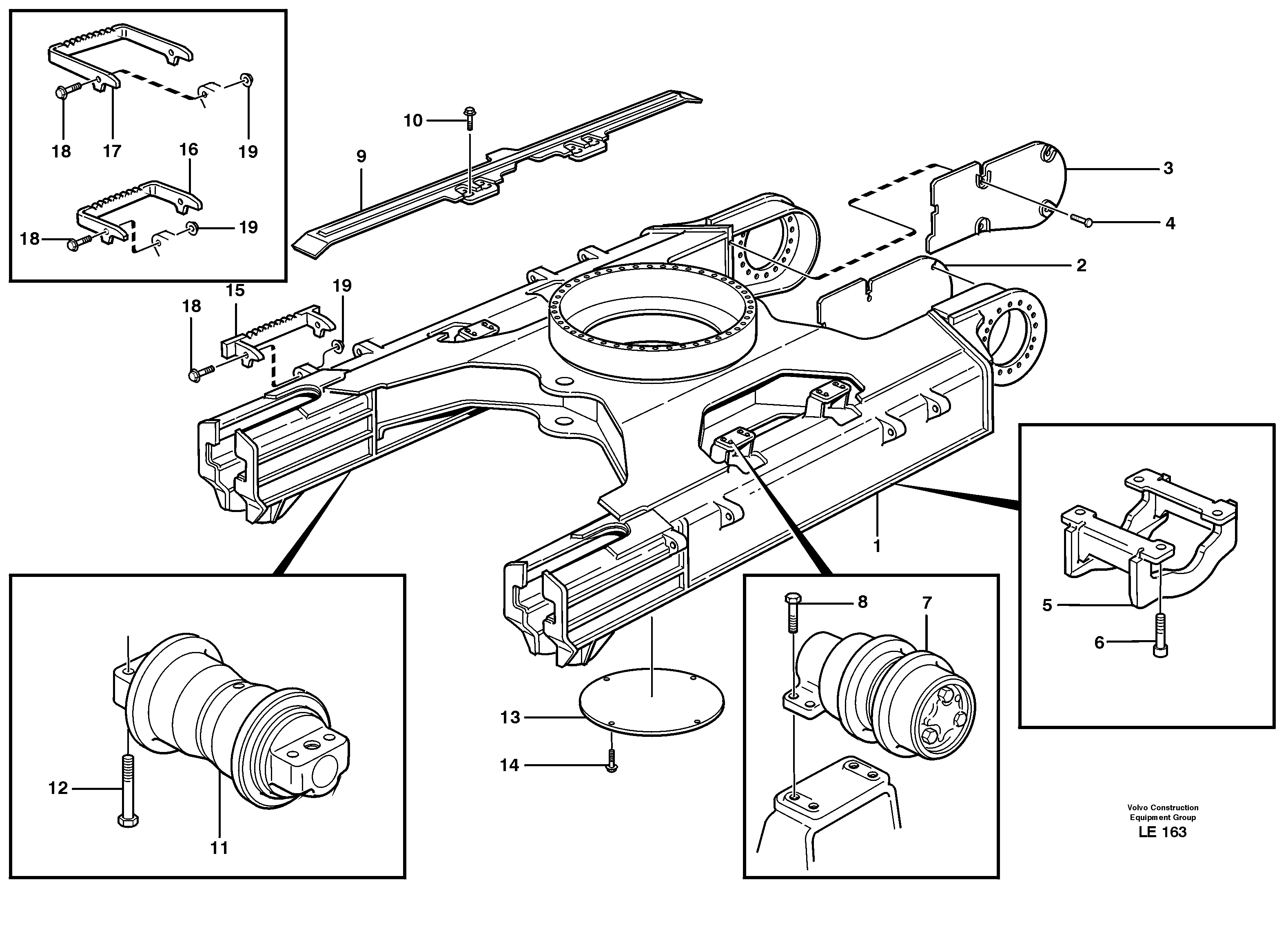 Схема запчастей Volvo EC160 - 19044 Шасси EC160 SER NO 1001-