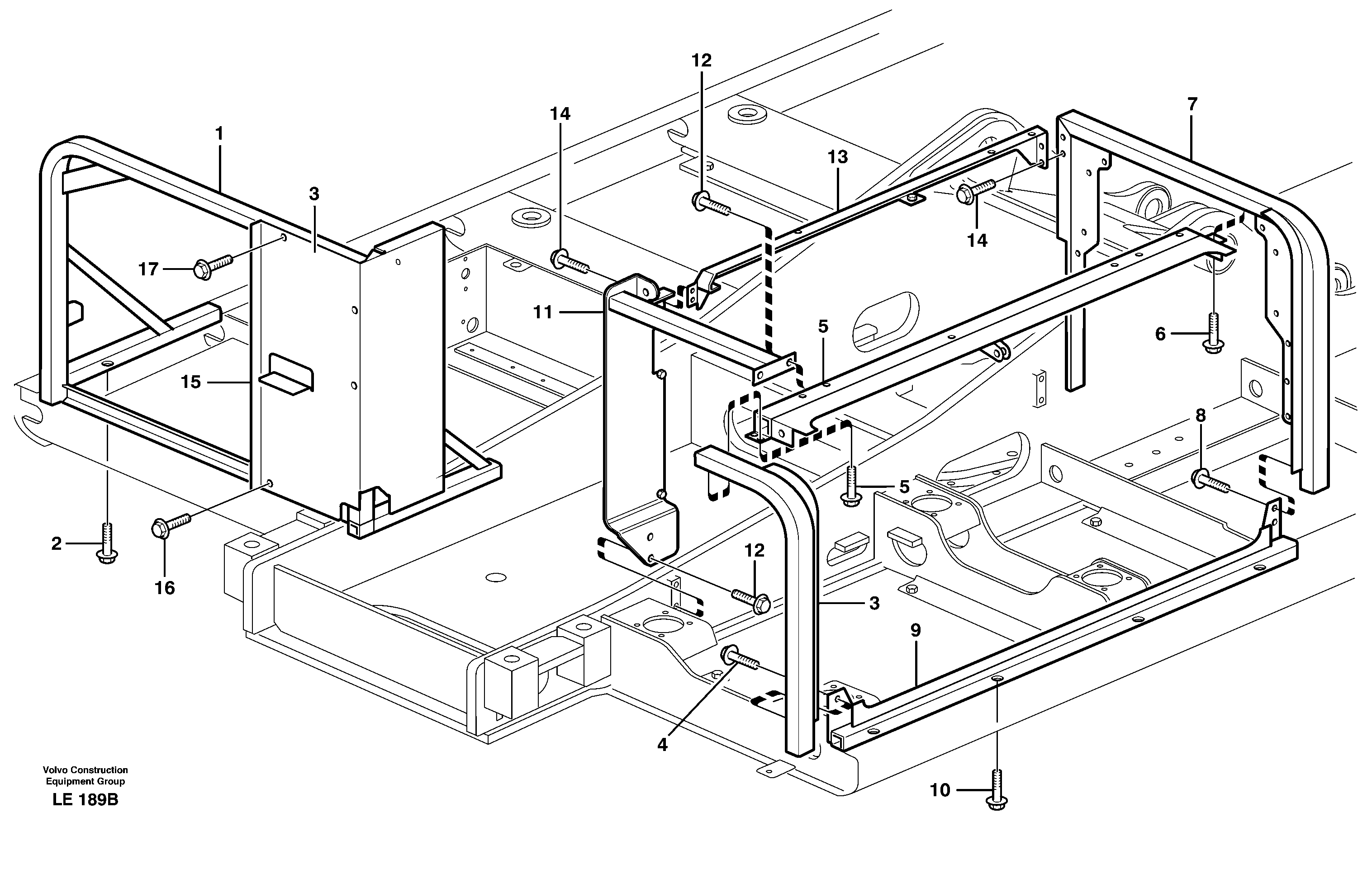 Схема запчастей Volvo EC160 - 66728 Cowl frame EC160 SER NO 1001-