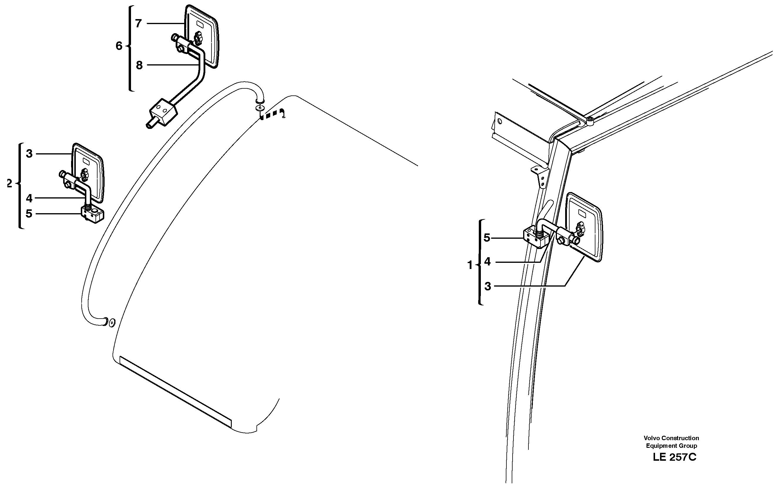Схема запчастей Volvo EC160 - 8072 Rear view mirror EC160 SER NO 1001-