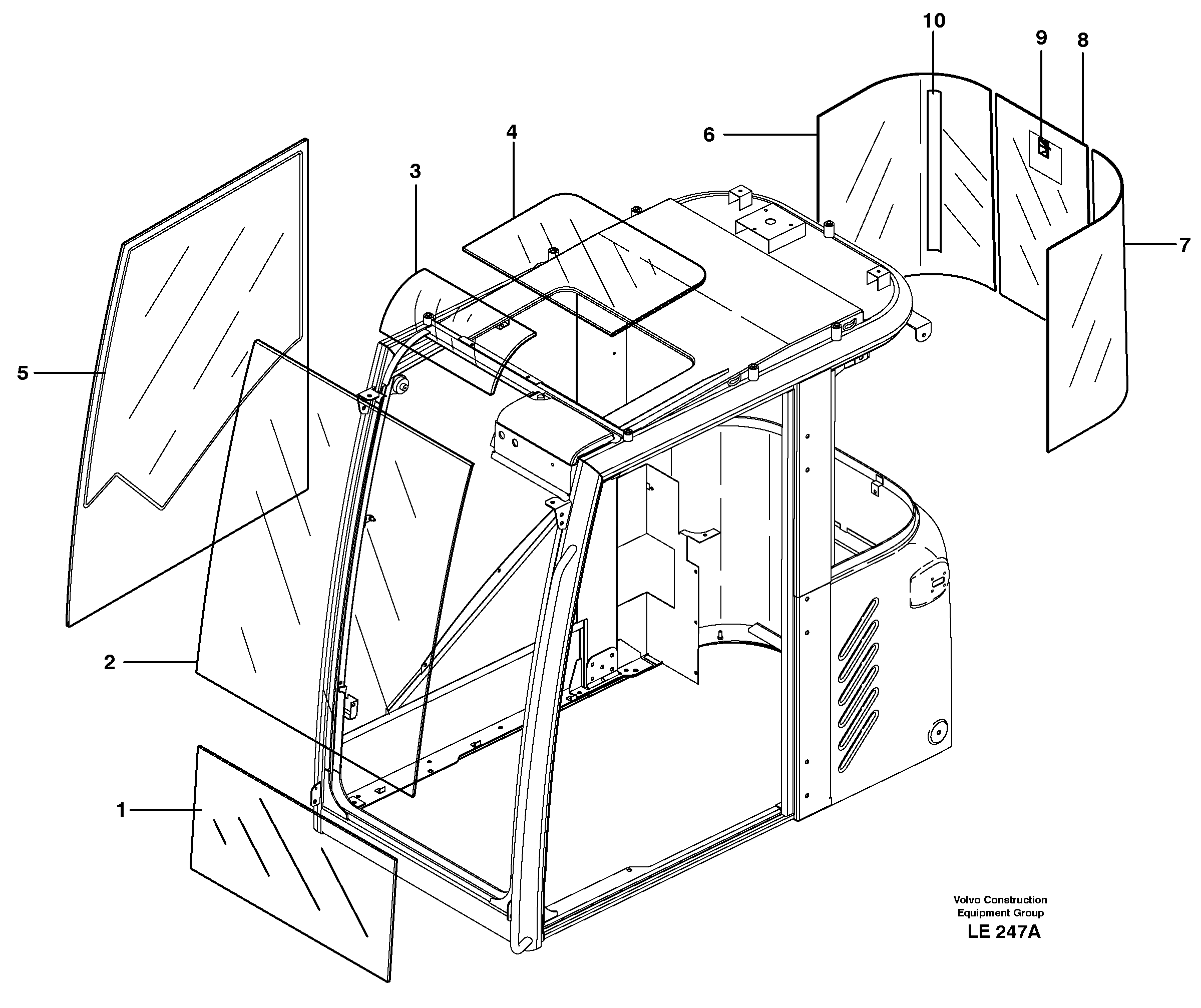 Схема запчастей Volvo EC160 - 7361 Windows EC160 SER NO 1001-