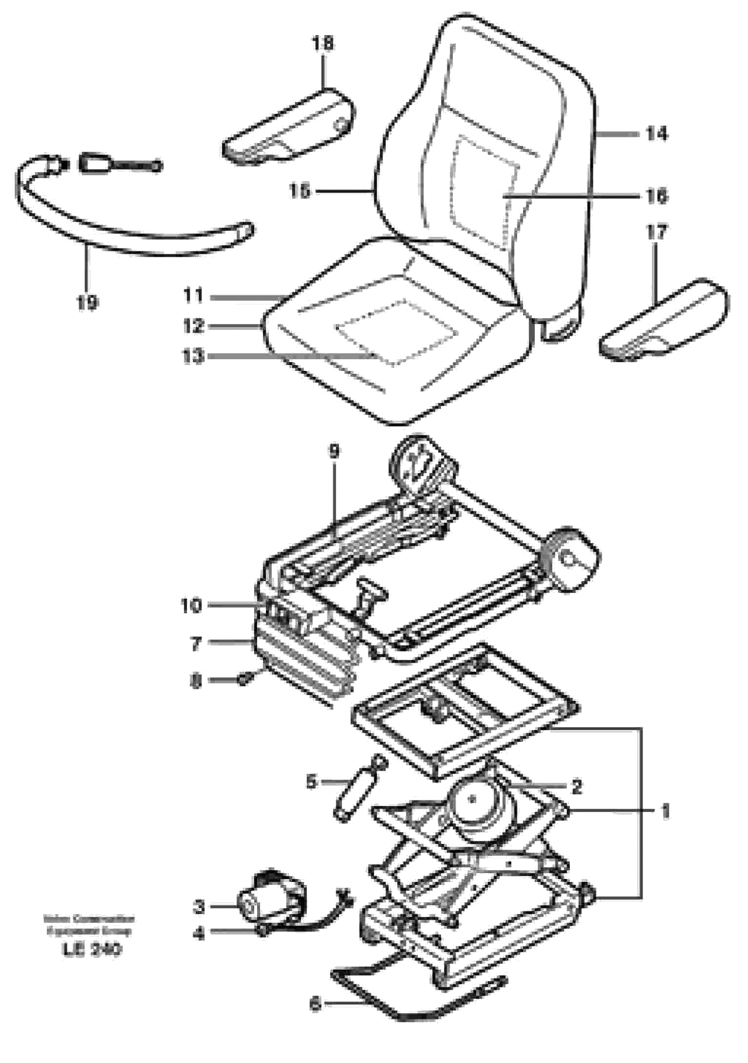 Схема запчастей Volvo EC160 - 12780 Operator seat, pneumatic, Isri EC160 SER NO 1001-