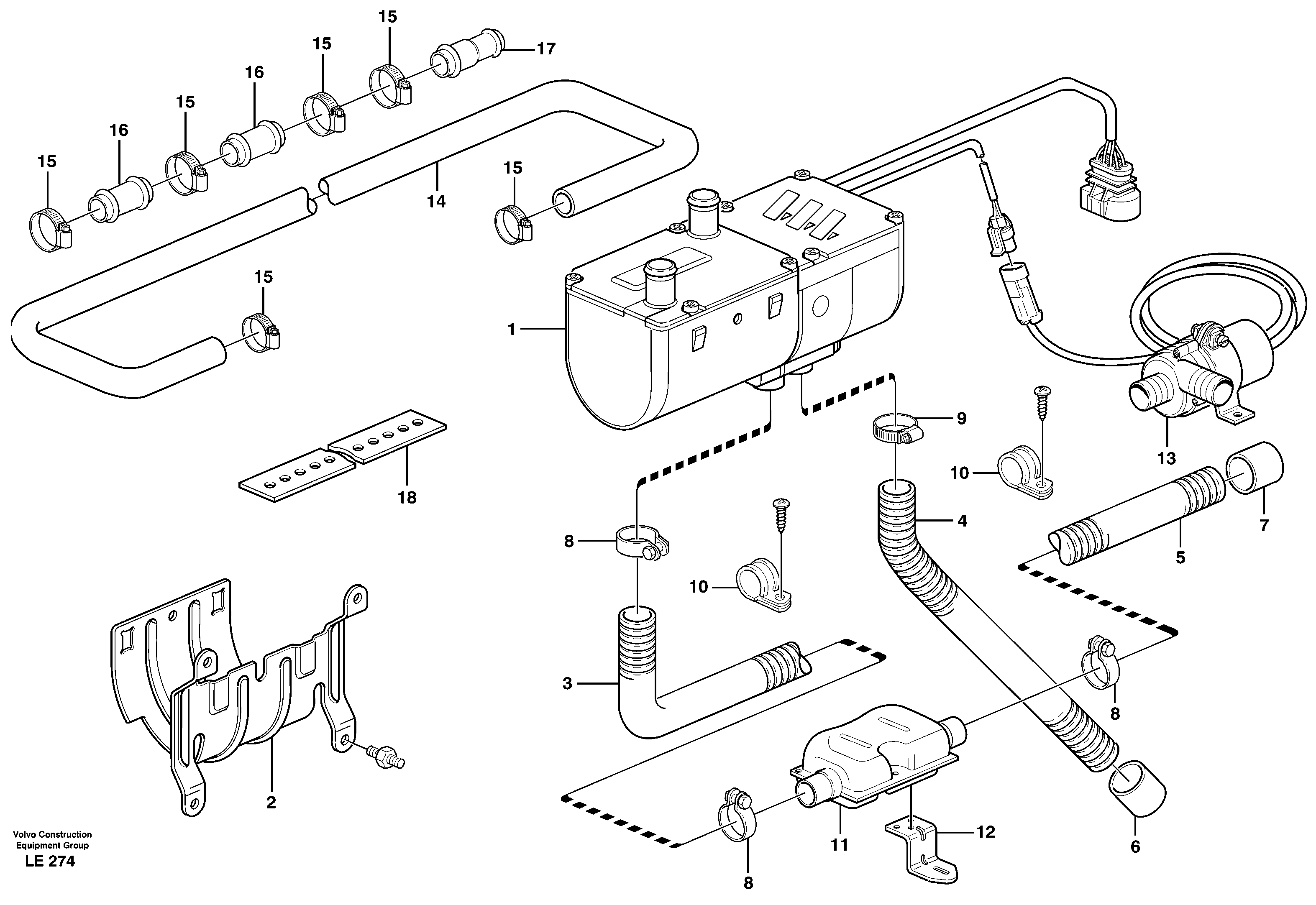 Схема запчастей Volvo EC160 - 51461 Heater, diesel exhaust system EC160 SER NO 1001-