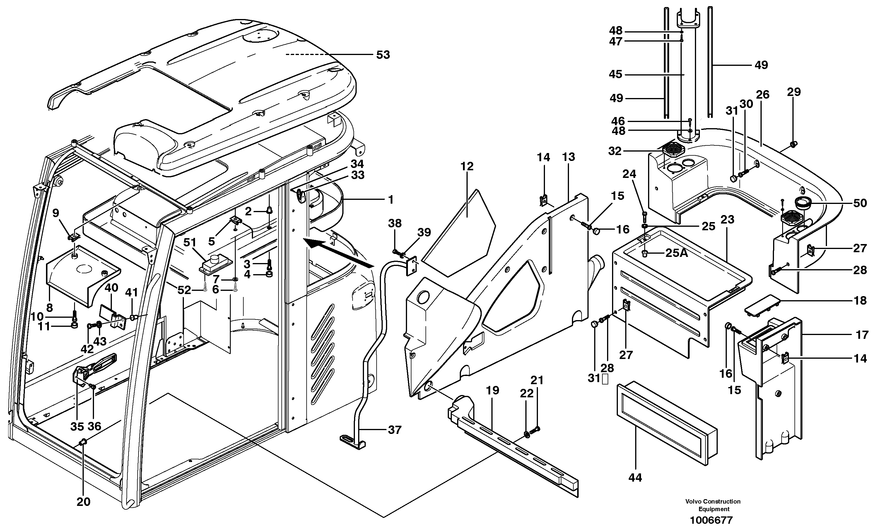 Схема запчастей Volvo EC160 - 35428 Interior components EC160 SER NO 1001-