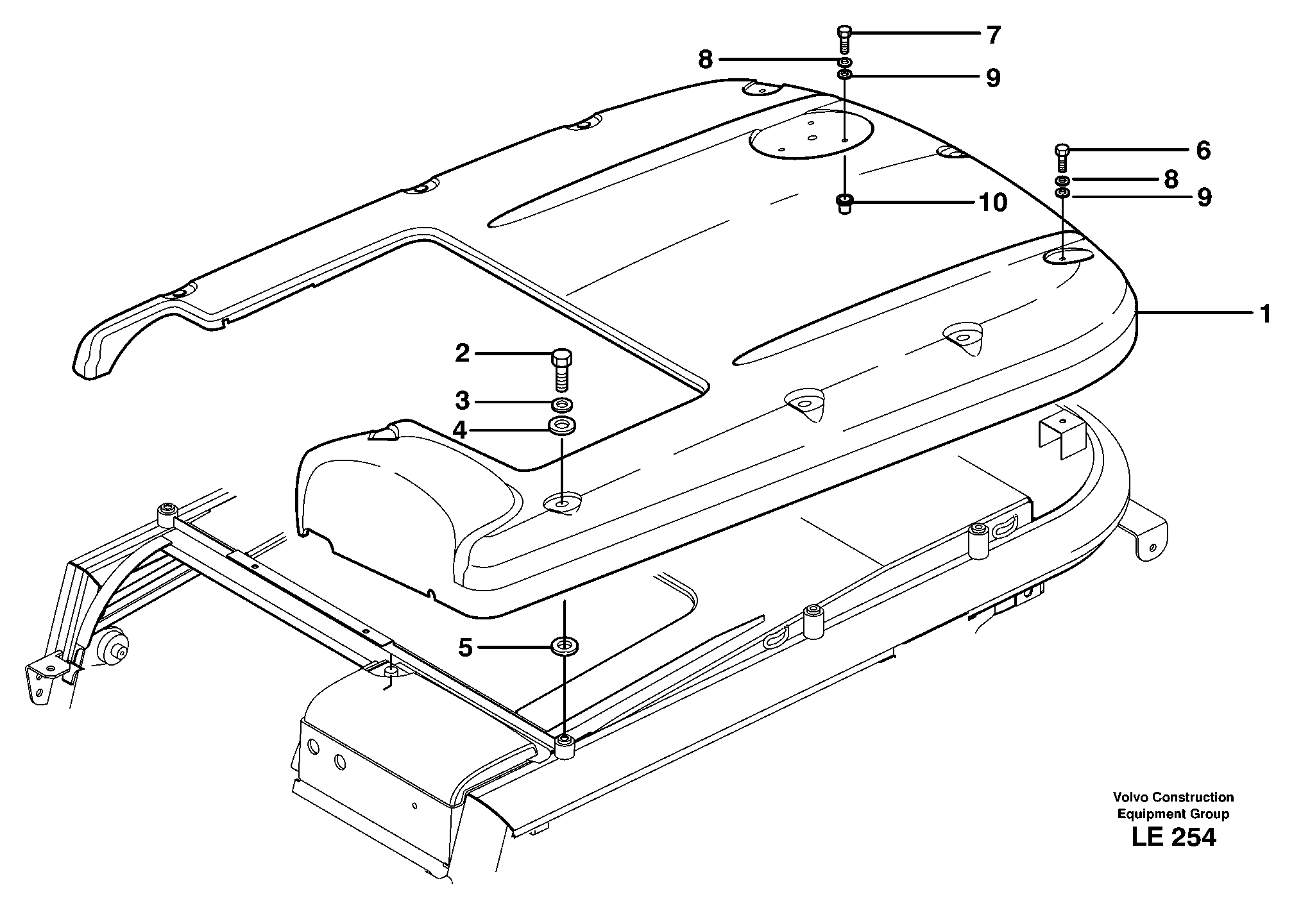 Схема запчастей Volvo EC160 - 12786 Roof EC160 SER NO 1001-