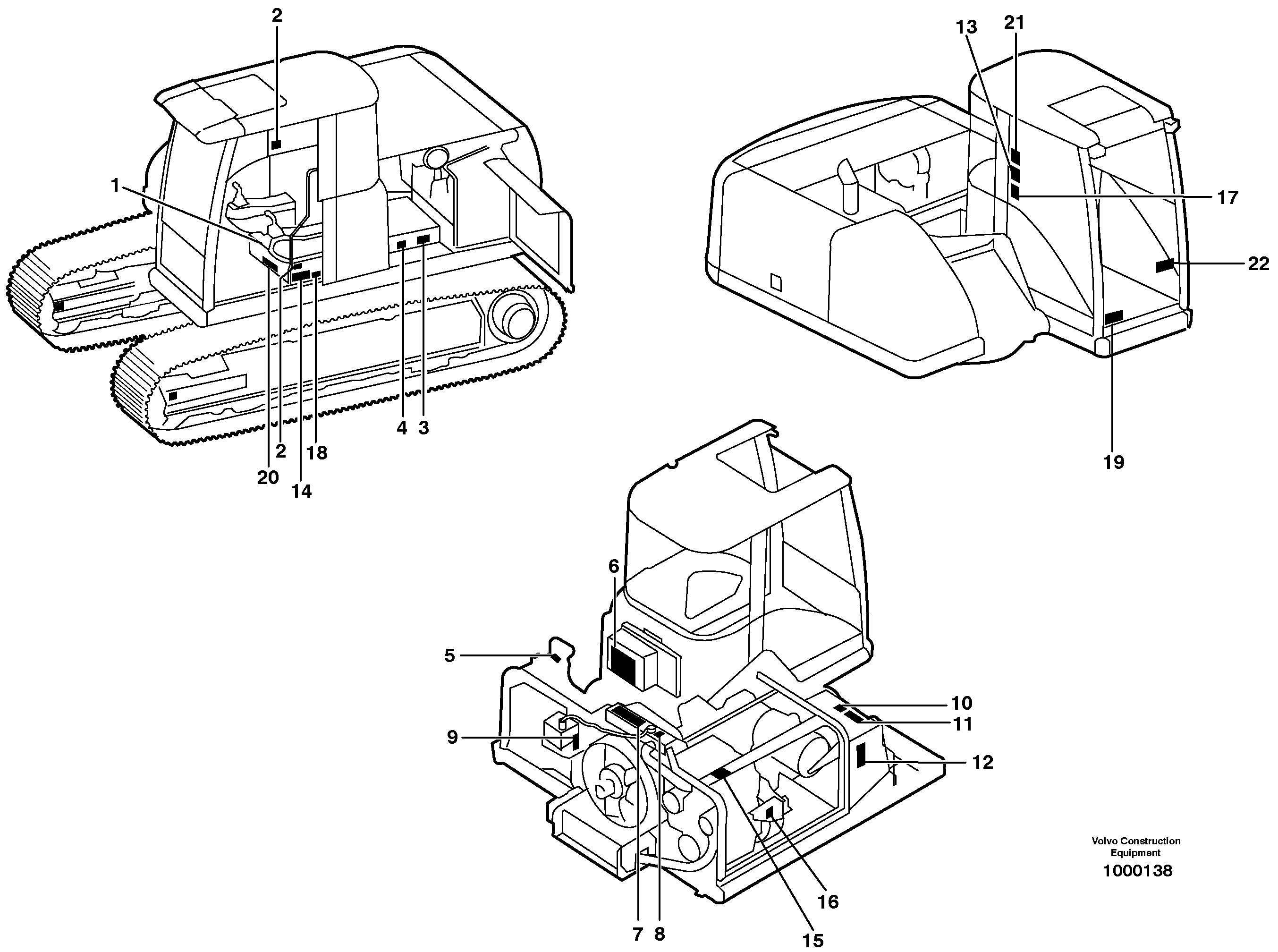 Схема запчастей Volvo EC160 - 9577 Sign plates and transfer,inner location EC160 SER NO 1001-