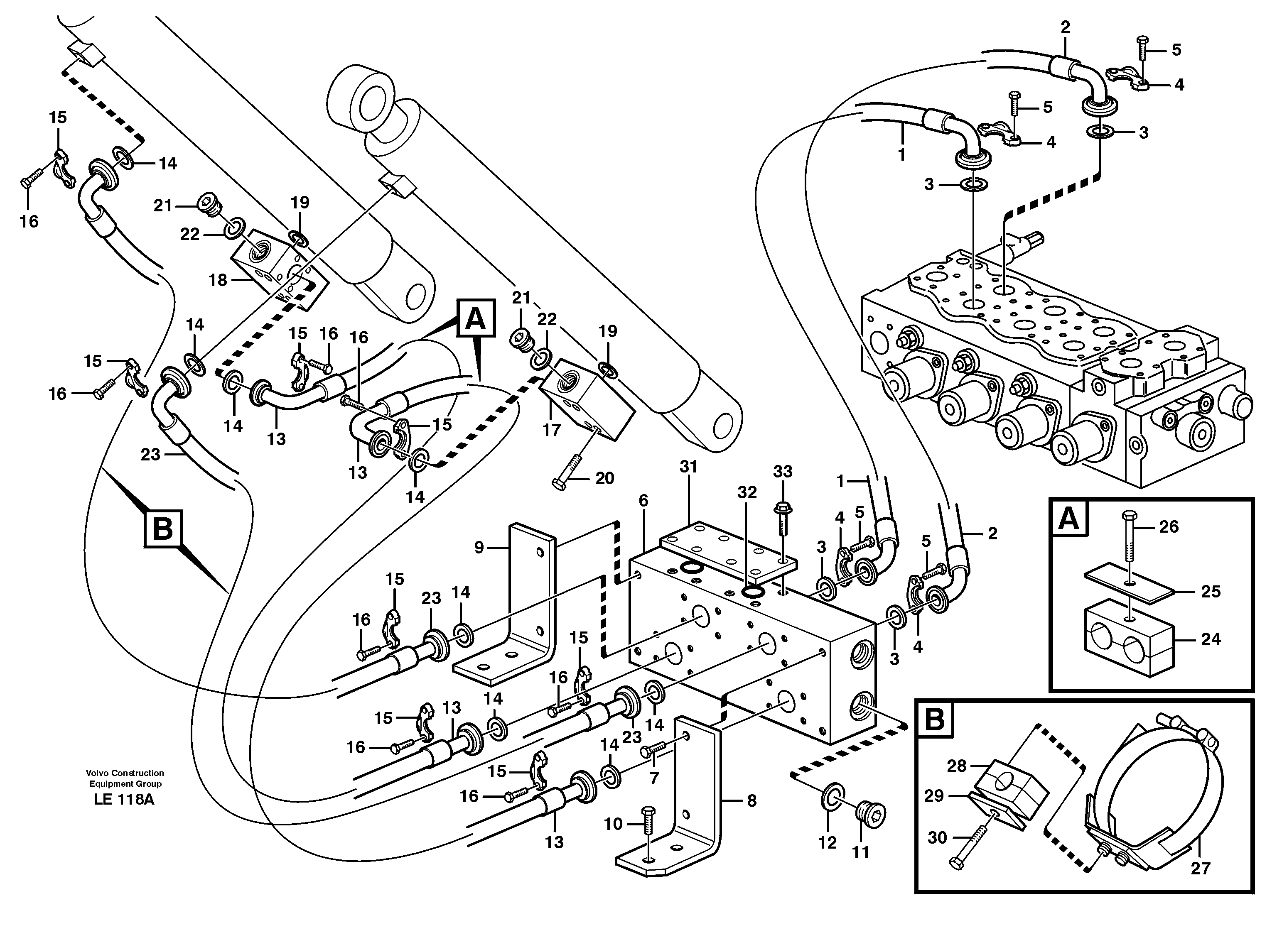 Схема запчастей Volvo EC160 - 81488 Hydraulic system, boom EC160 SER NO 1001-