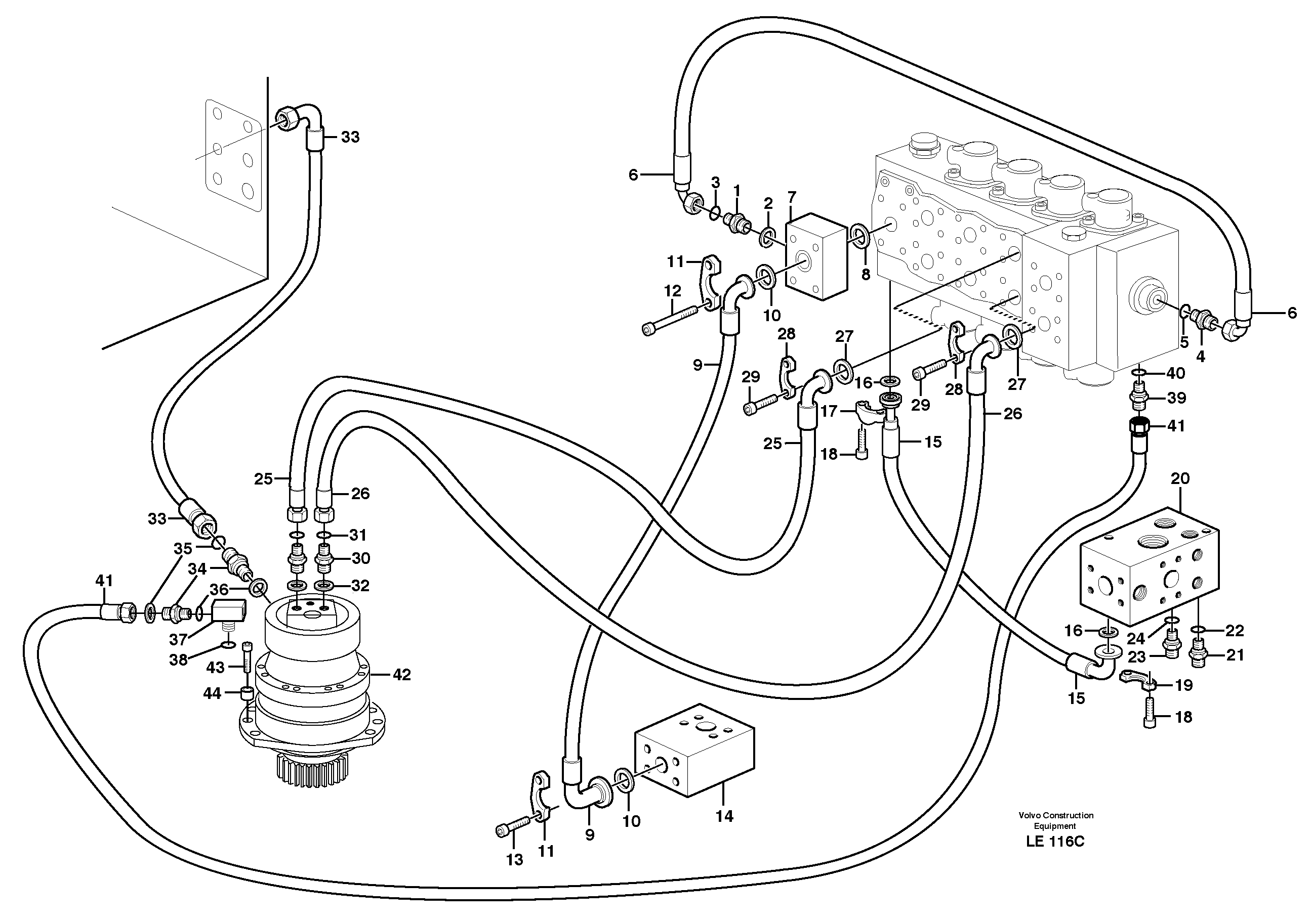Схема запчастей Volvo EC160 - 86763 Boom swing system EC160 SER NO 1001-