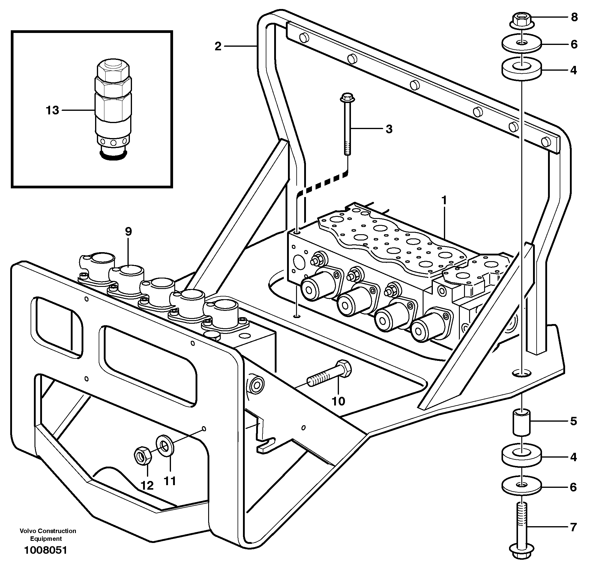 Схема запчастей Volvo EC160 - 11539 Main valve assembly with fitting parts EC160 SER NO 1001-