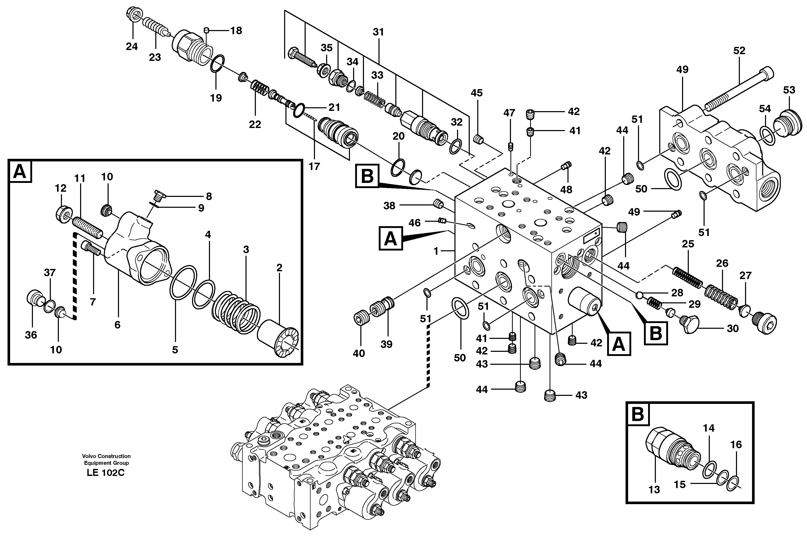 Схема запчастей Volvo EC160 - 78145 Control valve, swivel EC160 SER NO 1001-