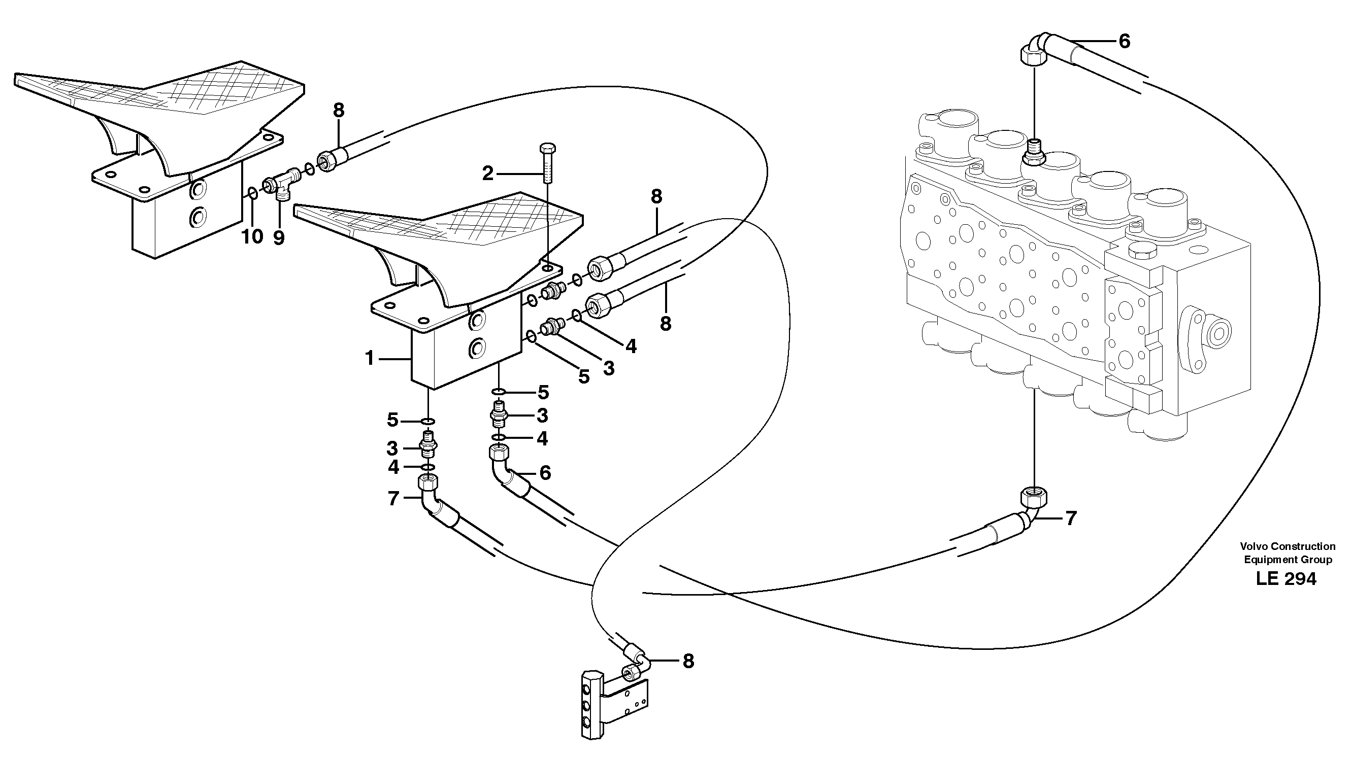 Схема запчастей Volvo EC160 - 34971 Servo hydraulics, X1 EC160 SER NO 1001-