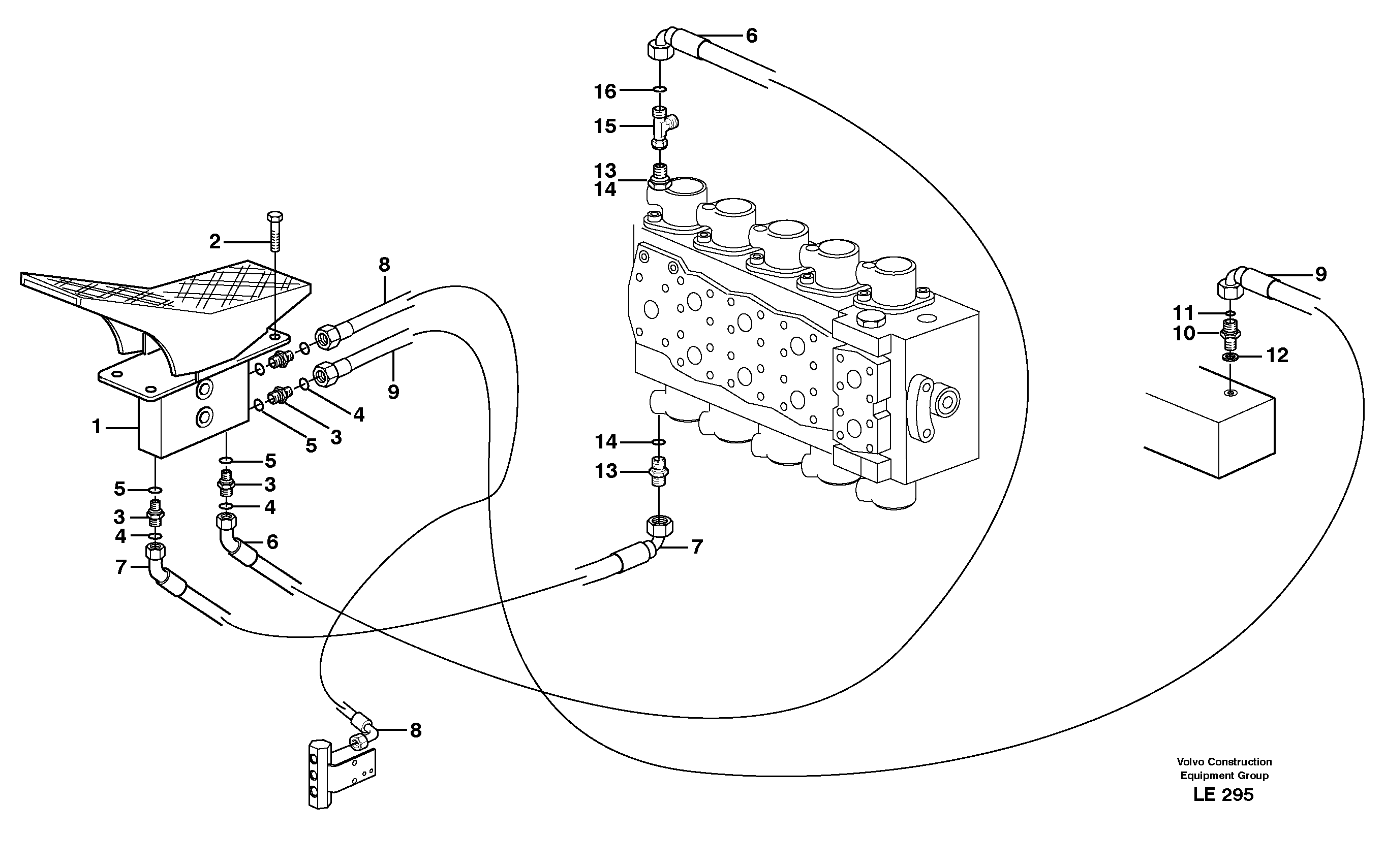 Схема запчастей Volvo EC160 - 34972 Servo hydraulics, X2 EC160 SER NO 1001-