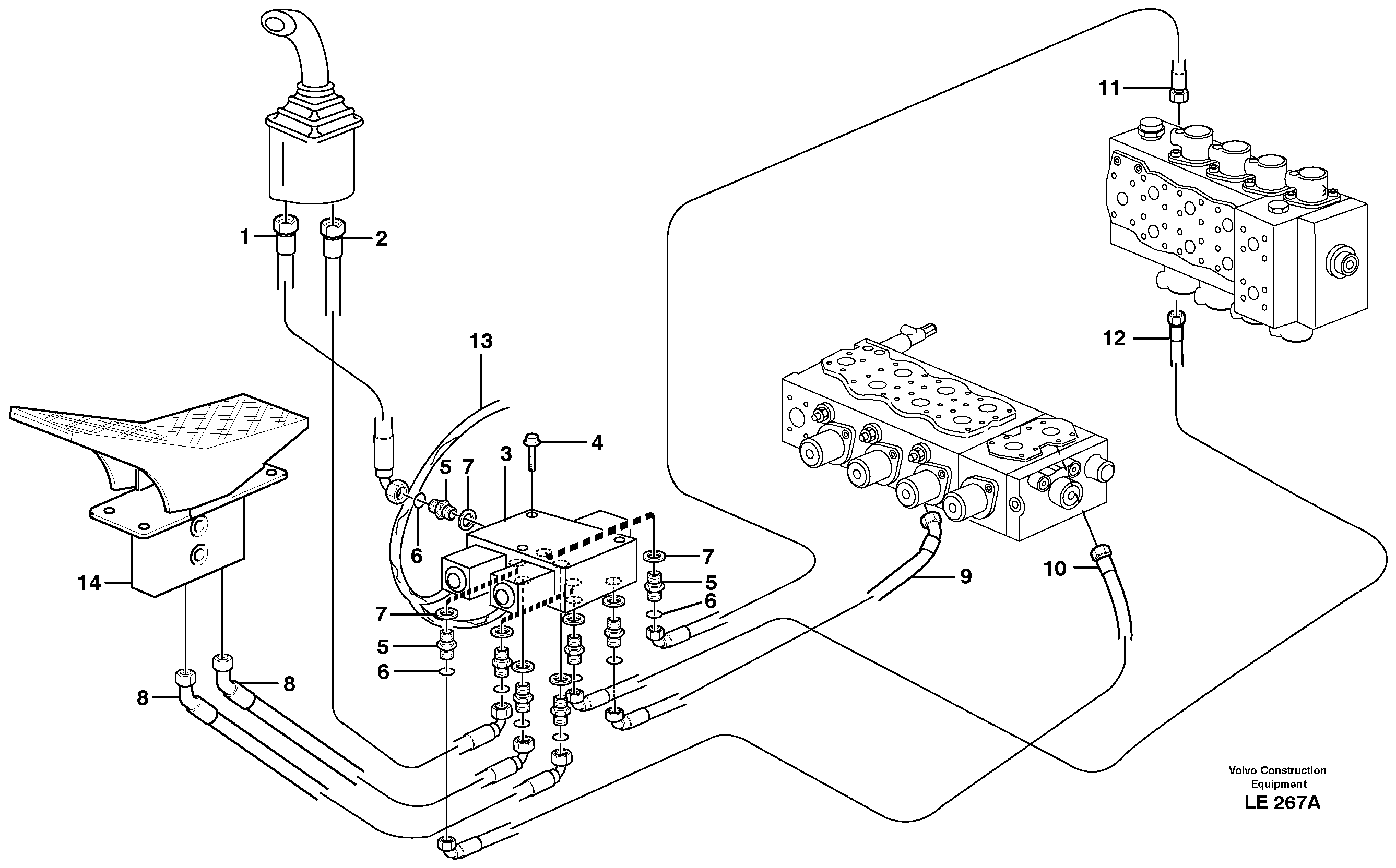 Схема запчастей Volvo EC160 - 8818 Servo hydraulics, grab bucket EC160 SER NO 1001-