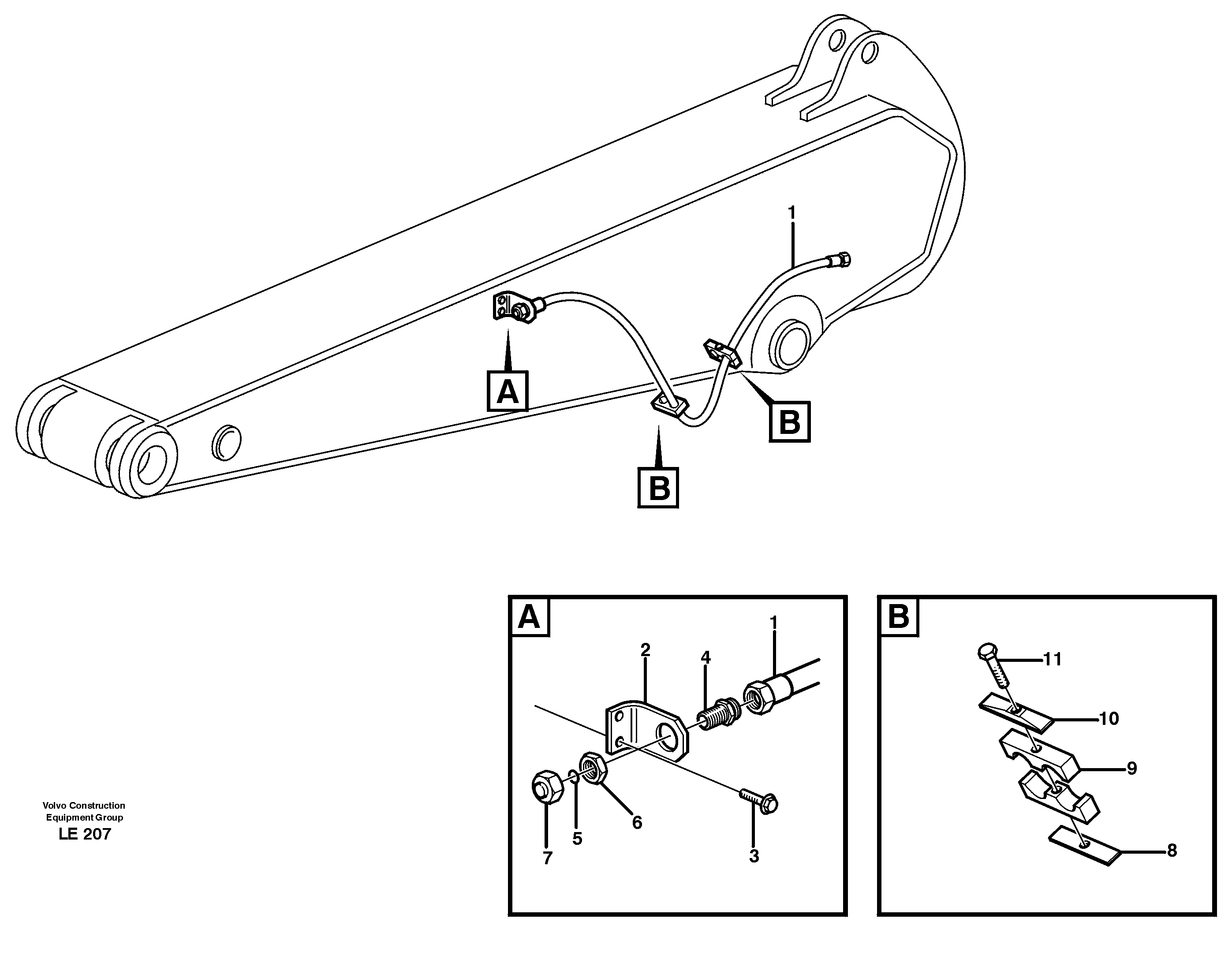 Схема запчастей Volvo EC160 - 34973 Hydr. equipm. on dipper arm, X1 EC160 SER NO 1001-