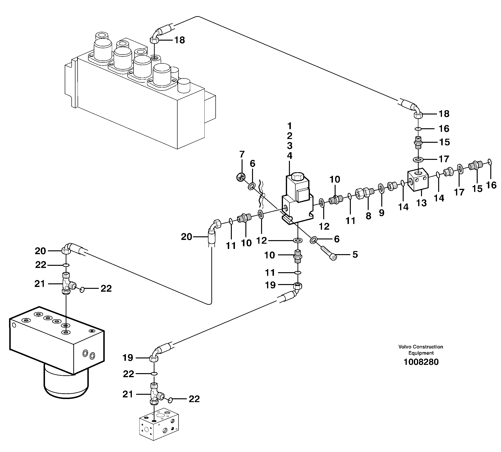 Схема запчастей Volvo EC160 - 60877 Hammer control, operating valve EC160 SER NO 1001-
