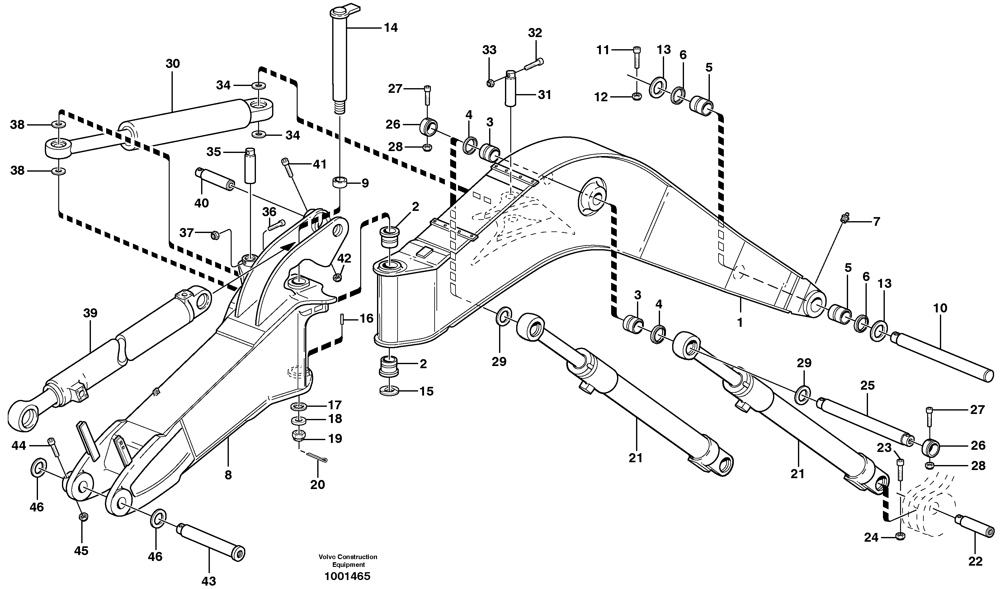 Схема запчастей Volvo EC160 - 34970 Backhoe boom,offset EC160 SER NO 1001-