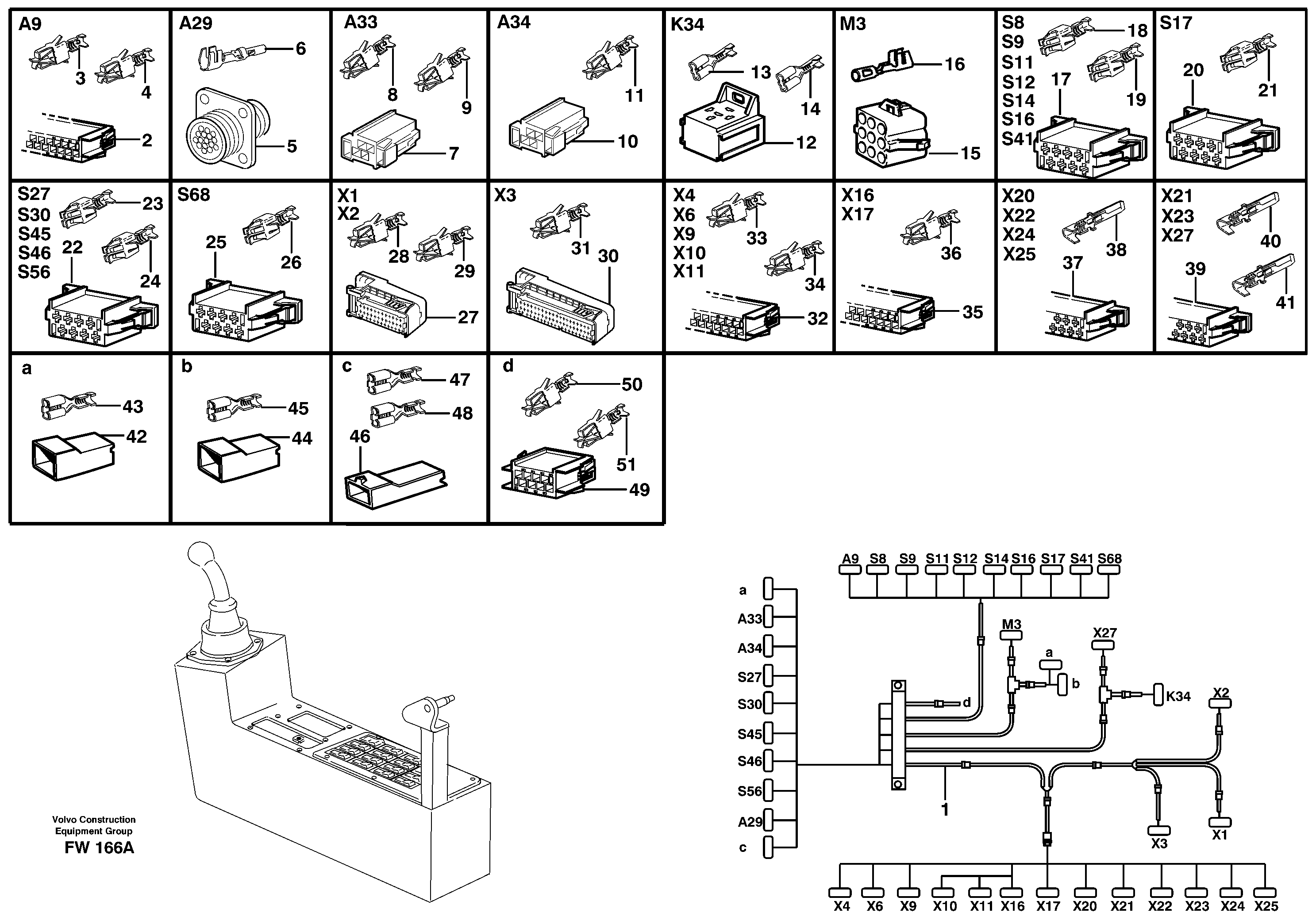 Схема запчастей Volvo EC280 - 85184 Cable harness, side panel, right EC280 SER NO 1001-