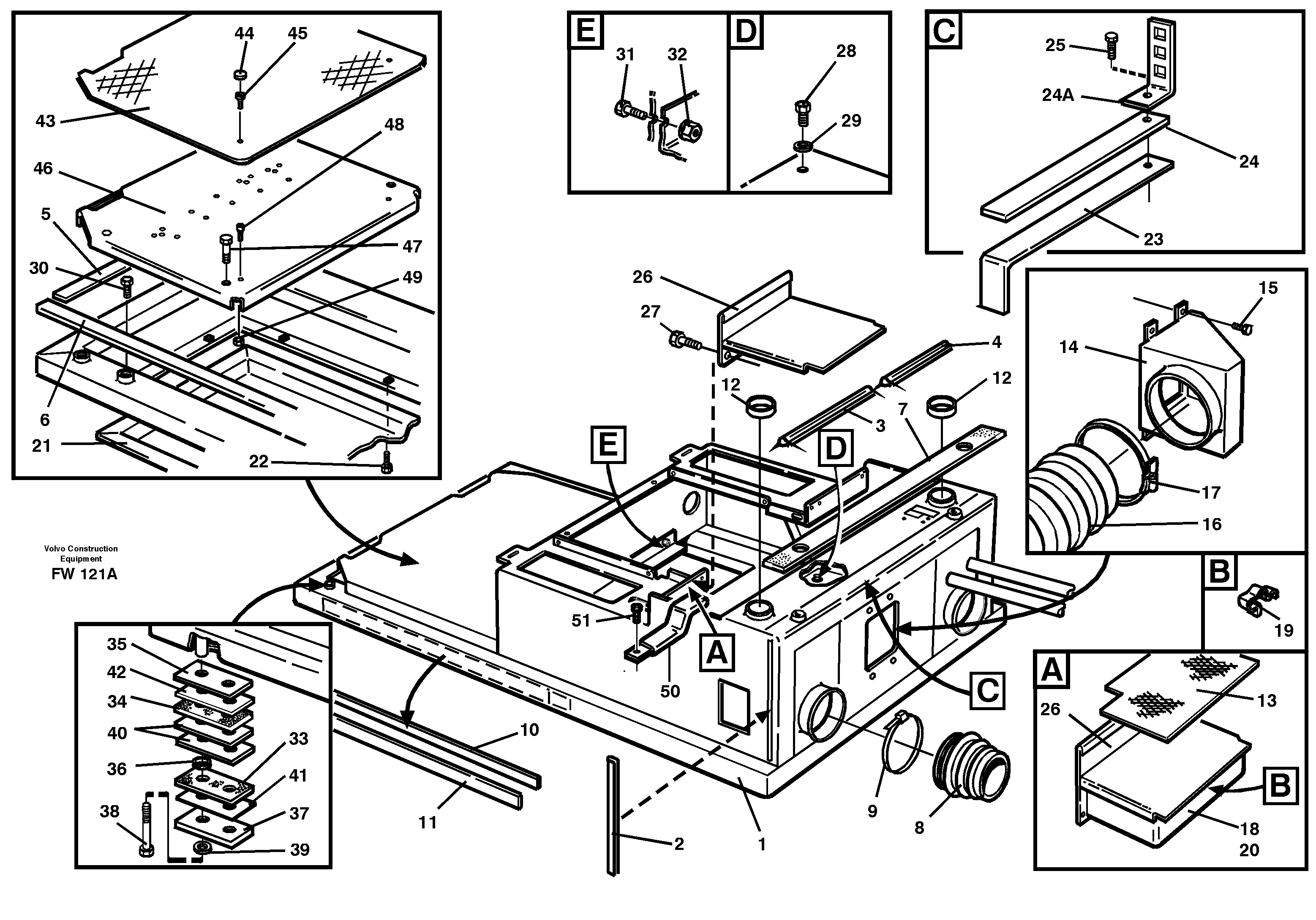 Схема запчастей Volvo EC280 - 78027 Cabin floor EC280 SER NO 1001-