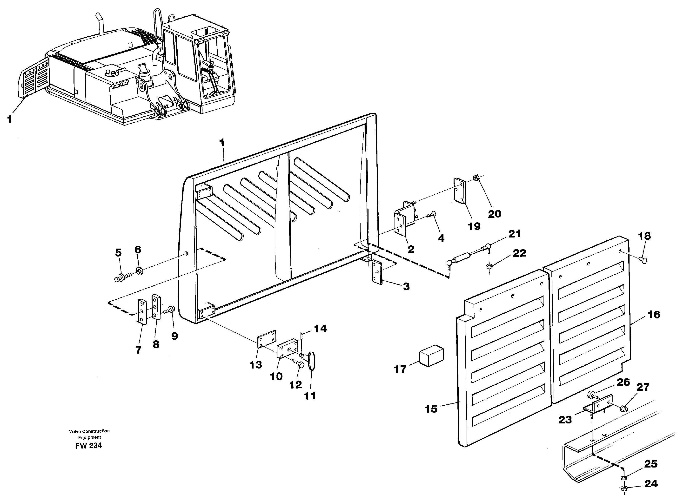 Схема запчастей Volvo EC280 - 81682 Door, engine, right EC280 SER NO 1001-