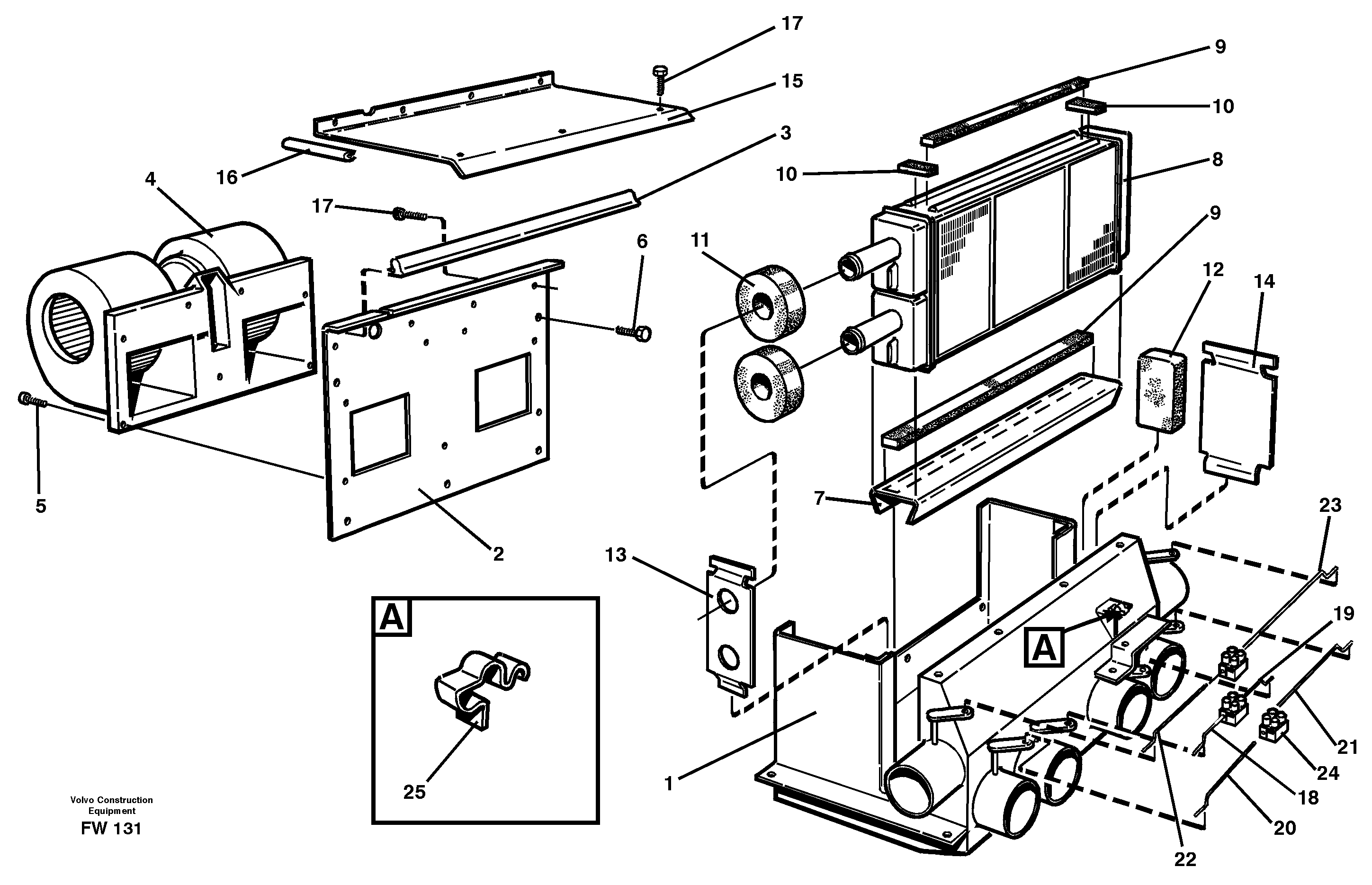 Схема запчастей Volvo EC280 - 15220 Cab heater EC280 SER NO 1001-