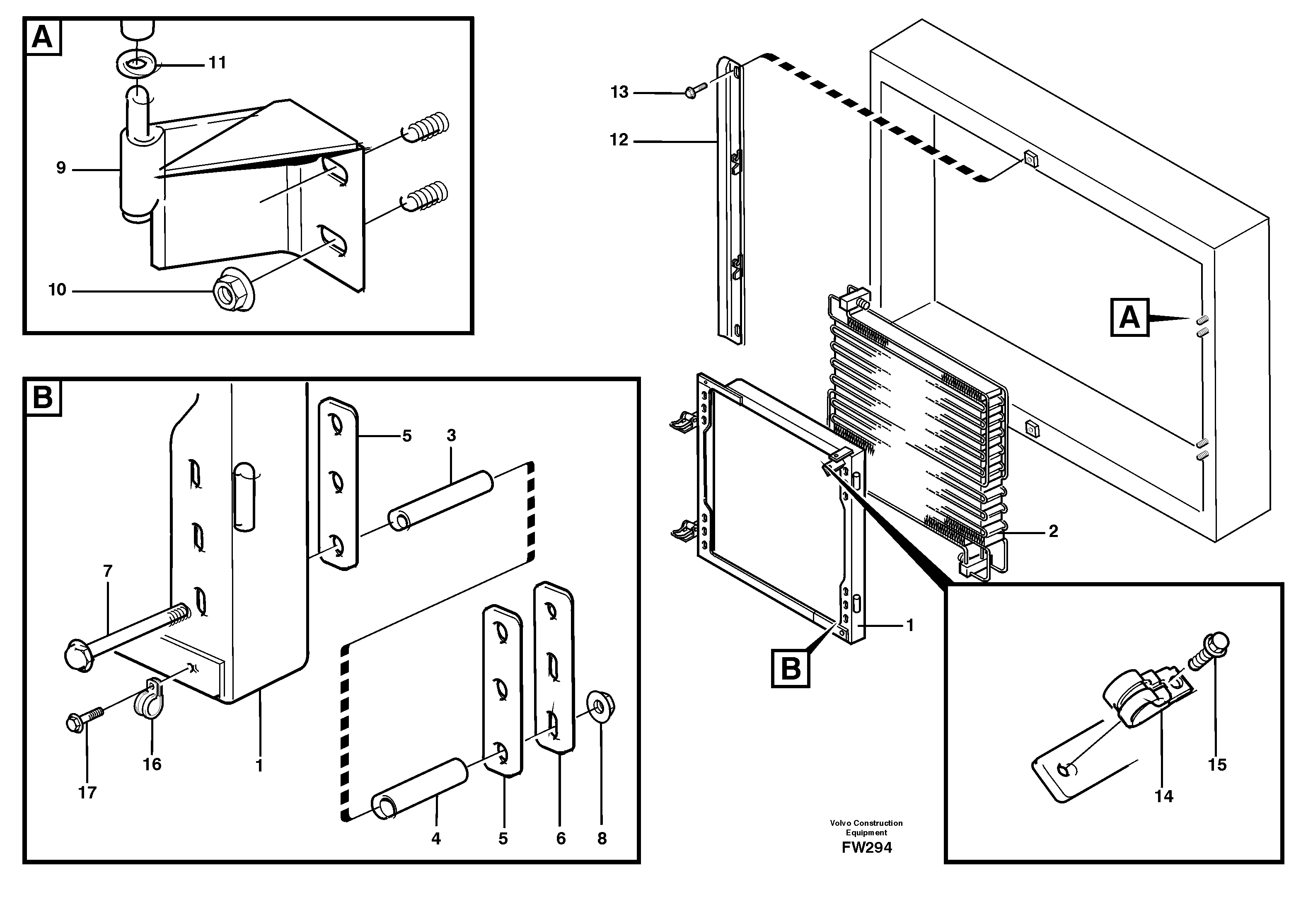 Схема запчастей Volvo EC280 - 88273 Condenser with fitting parts EC280 SER NO 1001-