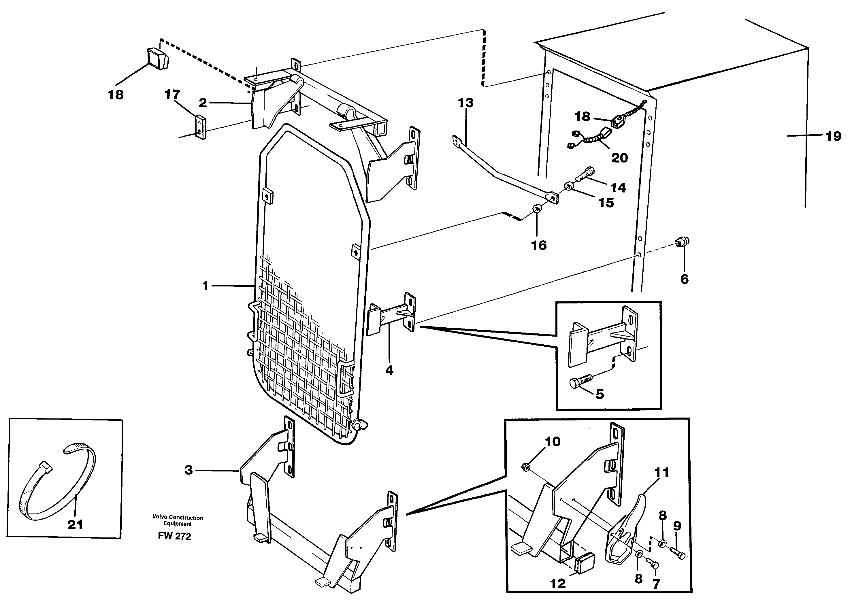 Схема запчастей Volvo EC280 - 84383 Windscreen protection EC280 SER NO 1001-