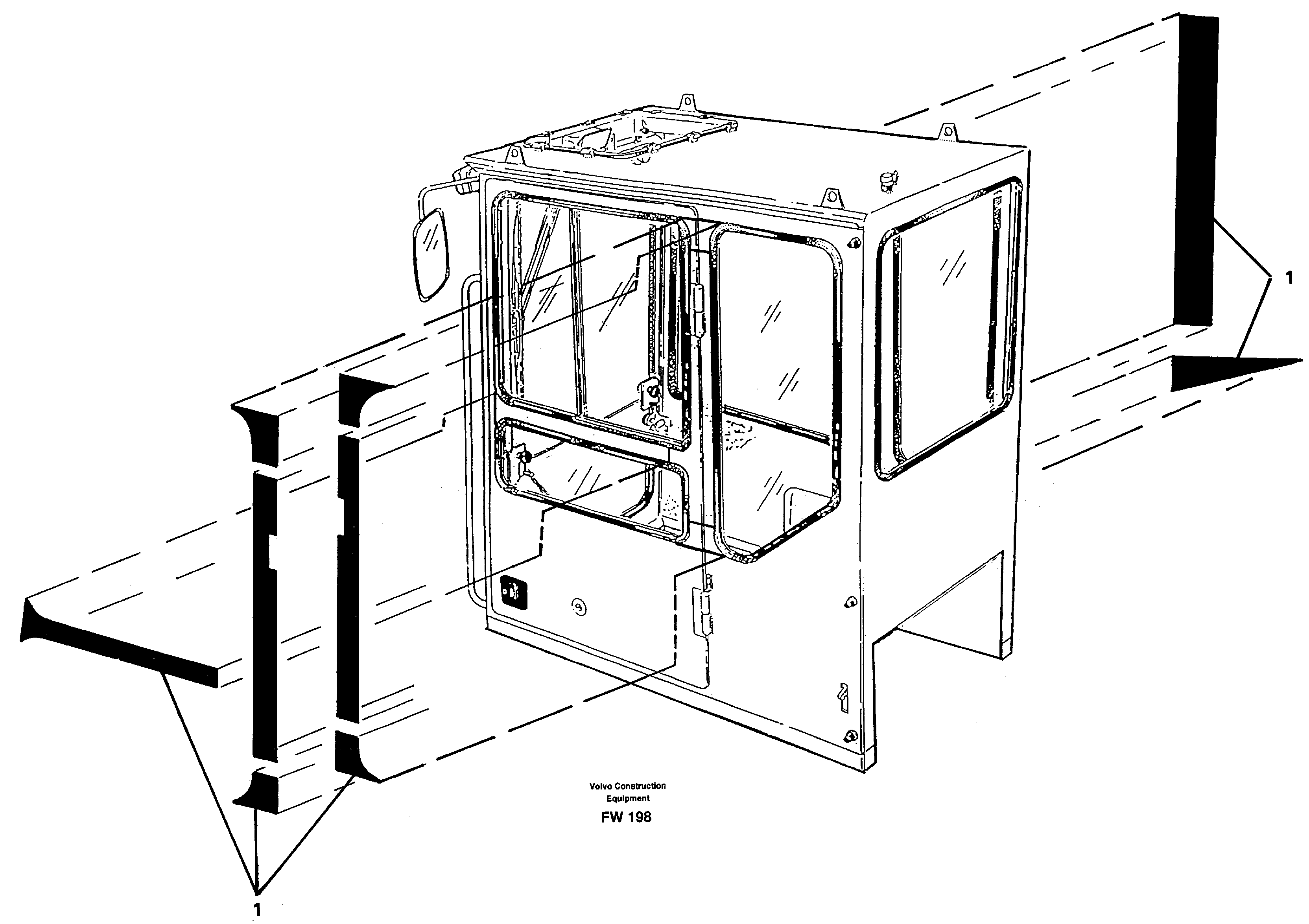 Схема запчастей Volvo EC280 - 25386 Decor stripes, outer location on cab EC280 SER NO 1001-