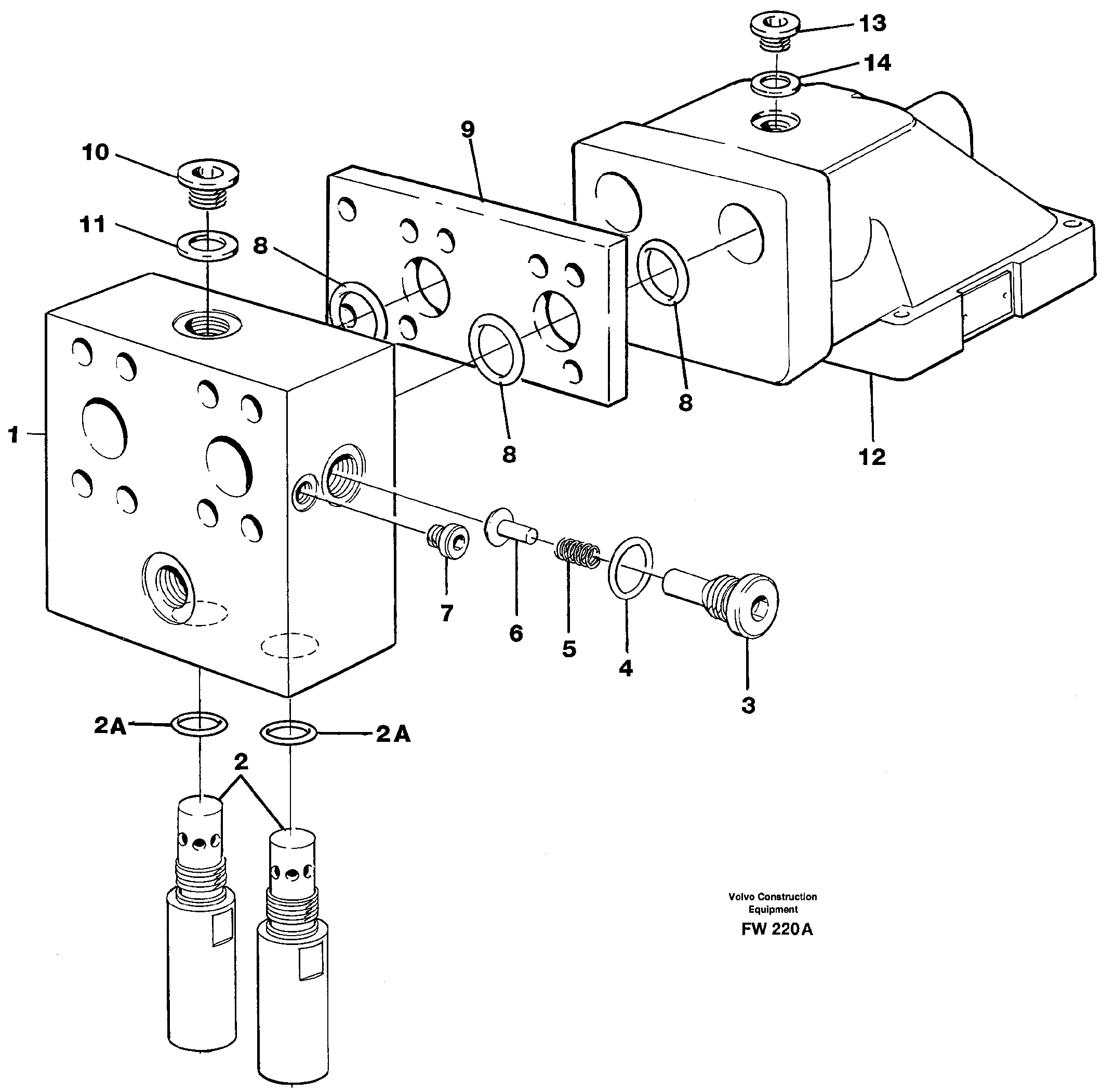 Схема запчастей Volvo EC280 - 52622 Valve body w. shock- valve, slewing EC280 SER NO 1001-