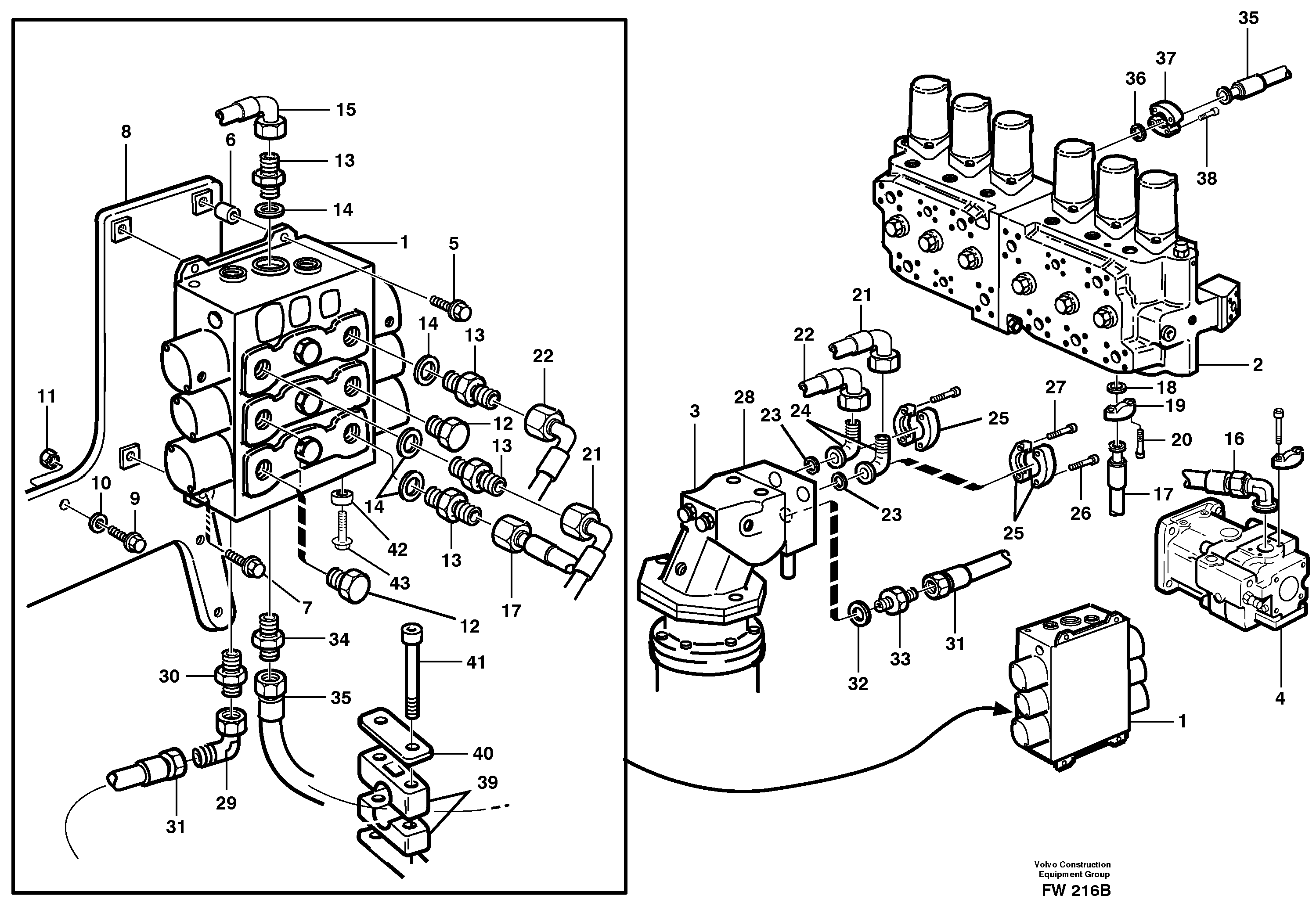Схема запчастей Volvo EC280 - 62497 Boom swing system EC280 SER NO 1001-
