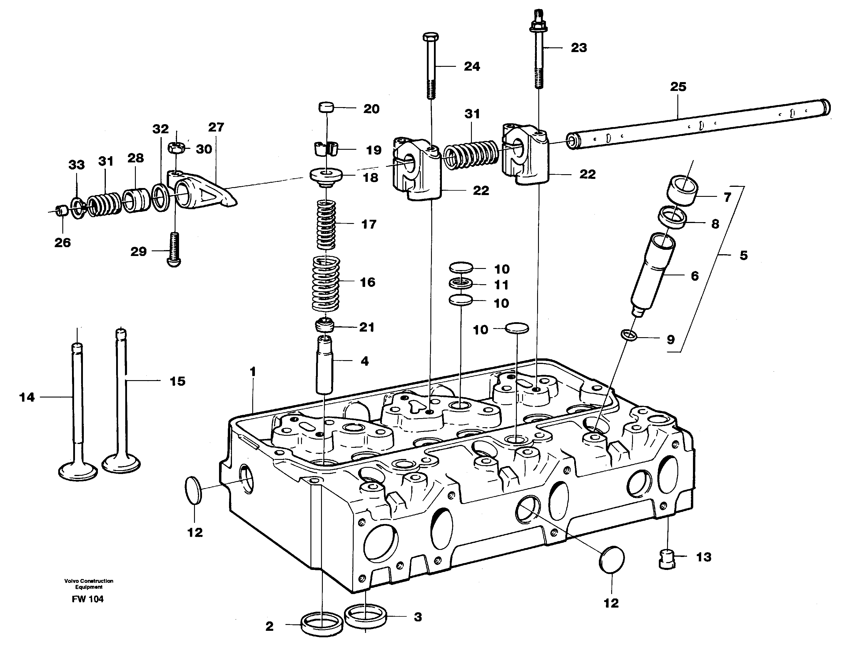 Схема запчастей Volvo EC280 - 36340 Головка блока цилиндров EC280 SER NO 1001-