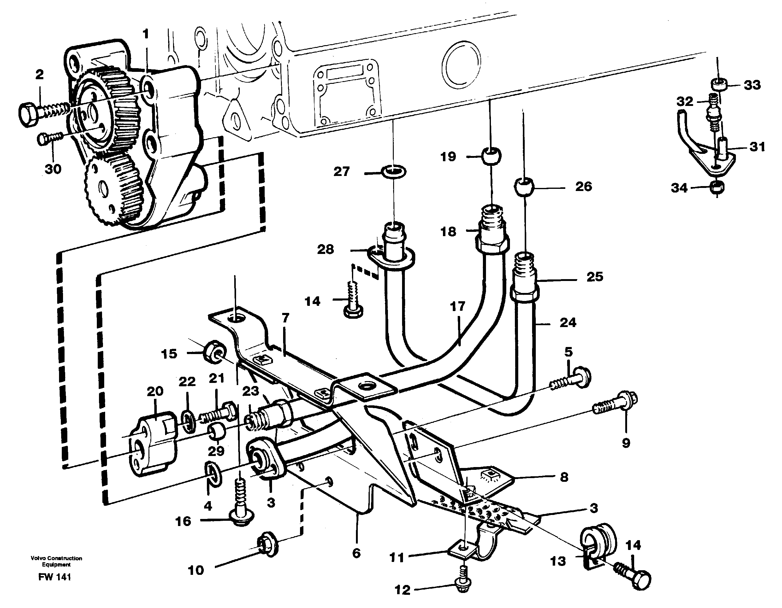 Схема запчастей Volvo EC280 - 104825 Система масляной смазки EC280 SER NO 1001-