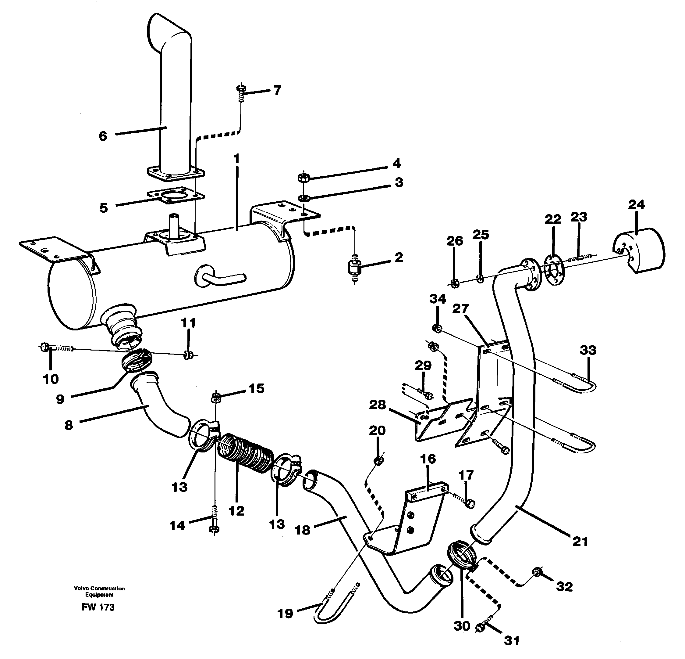 Схема запчастей Volvo EC280 - 89305 Выхлопная система EC280 SER NO 1001-