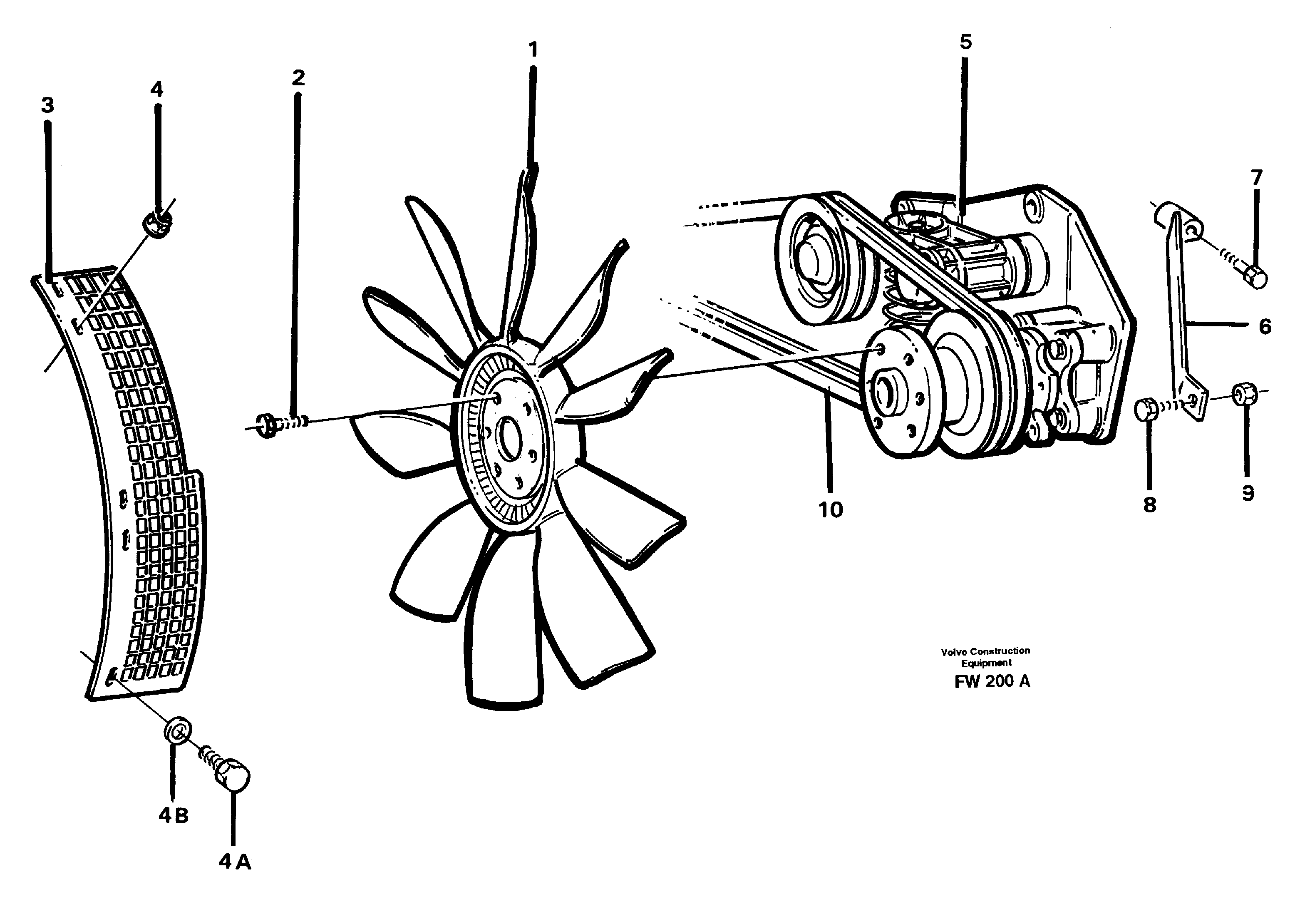 Схема запчастей Volvo EC280 - 38603 Fan and installation components EC280 SER NO 1001-