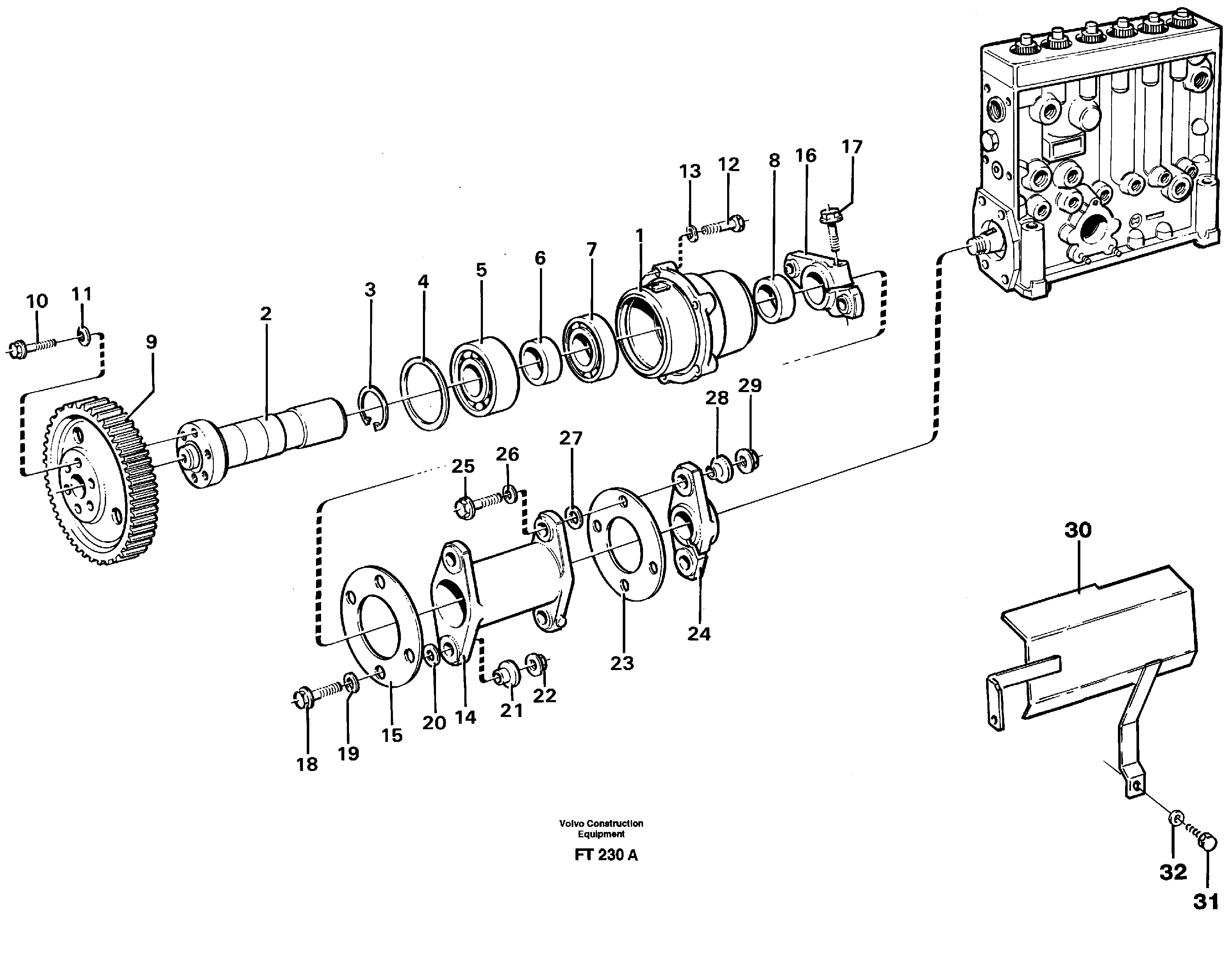 Схема запчастей Volvo EC340 - 69807 Pump drive EC340 SER NO 1001-