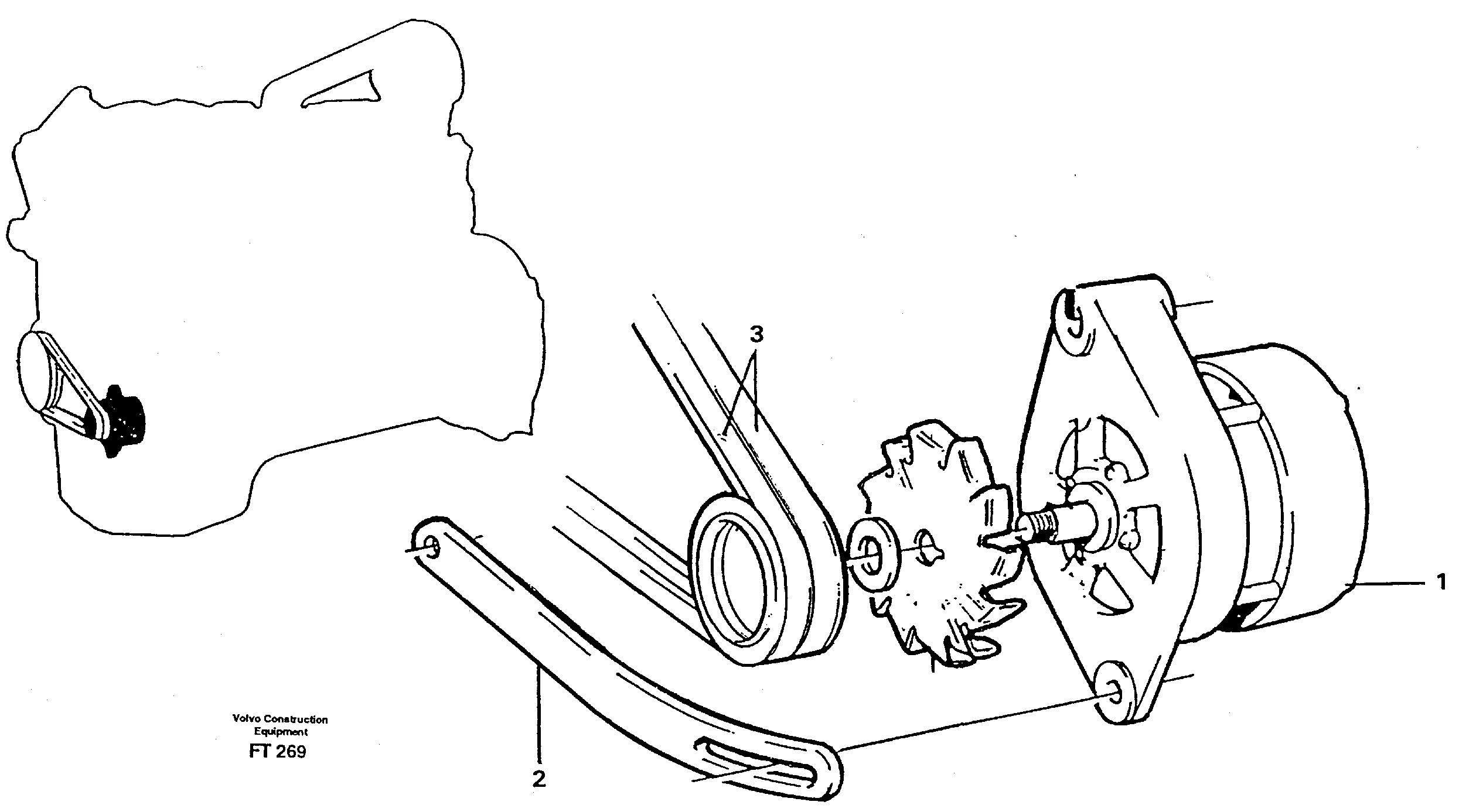 Схема запчастей Volvo EC340 - 72193 Alternator with assembling details 80 A EC340 SER NO 1001-