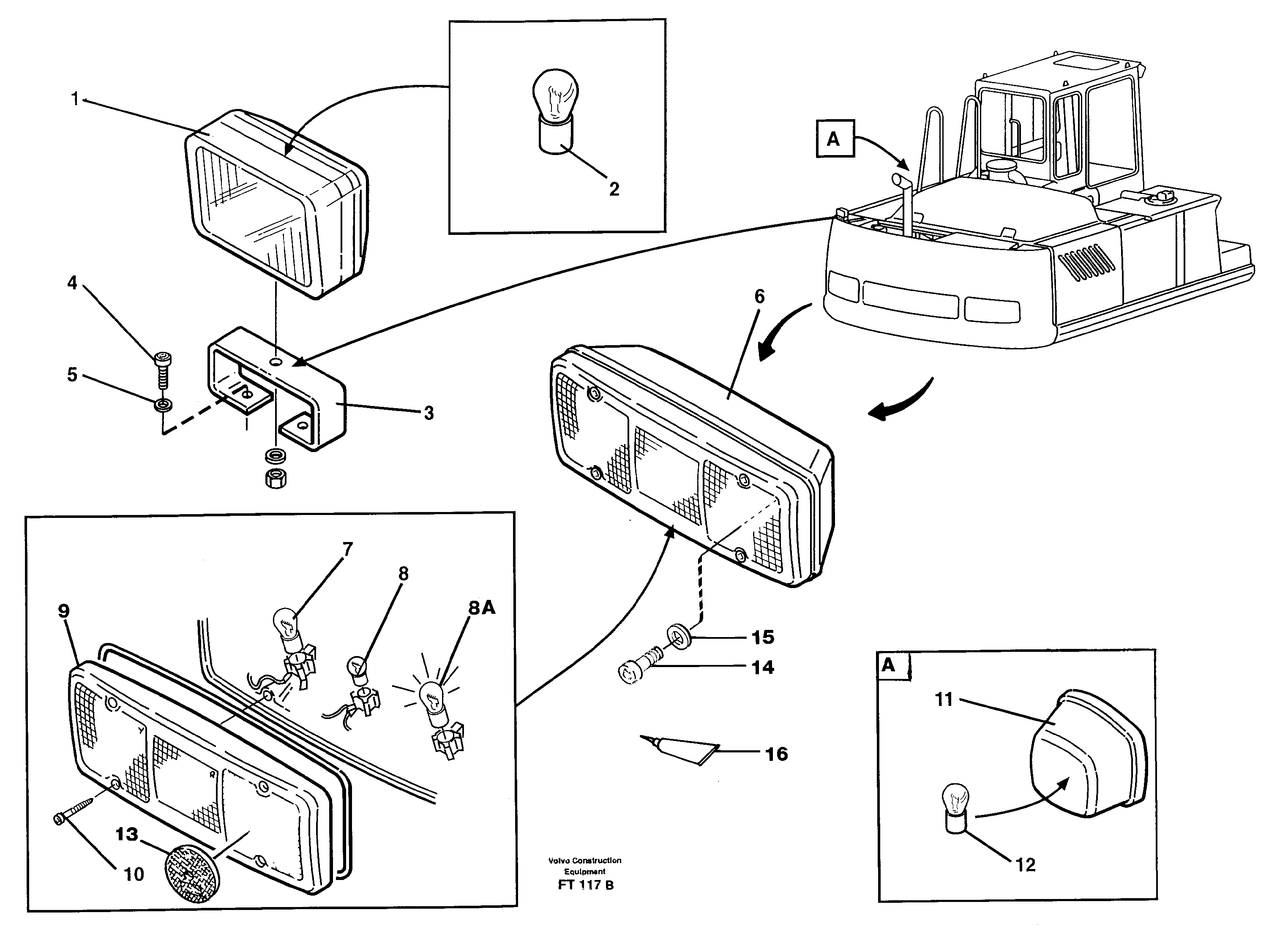 Схема запчастей Volvo EC340 - 69179 Lighting, rear EC340 SER NO 1001-