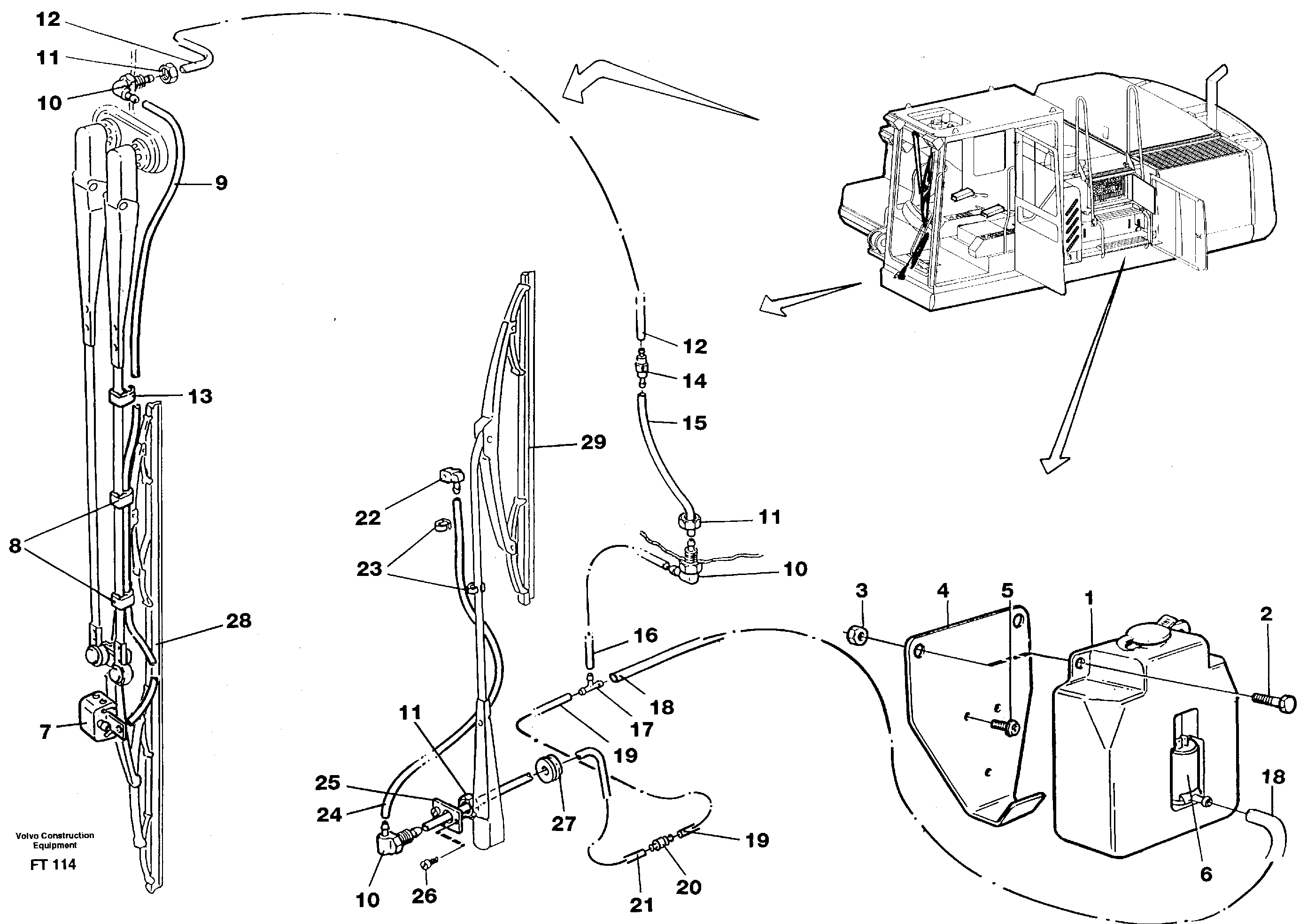 Схема запчастей Volvo EC340 - 84960 Шайба лобового стекла (ветрового) EC340 SER NO 1001-
