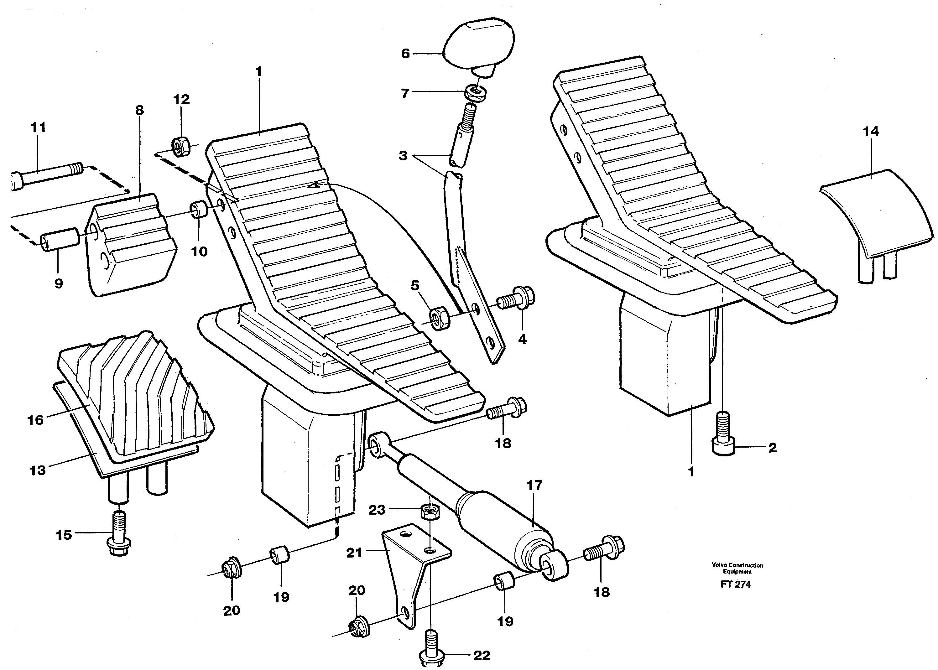 Схема запчастей Volvo EC340 - 91073 Pedal valve and foot rest EC340 SER NO 1001-