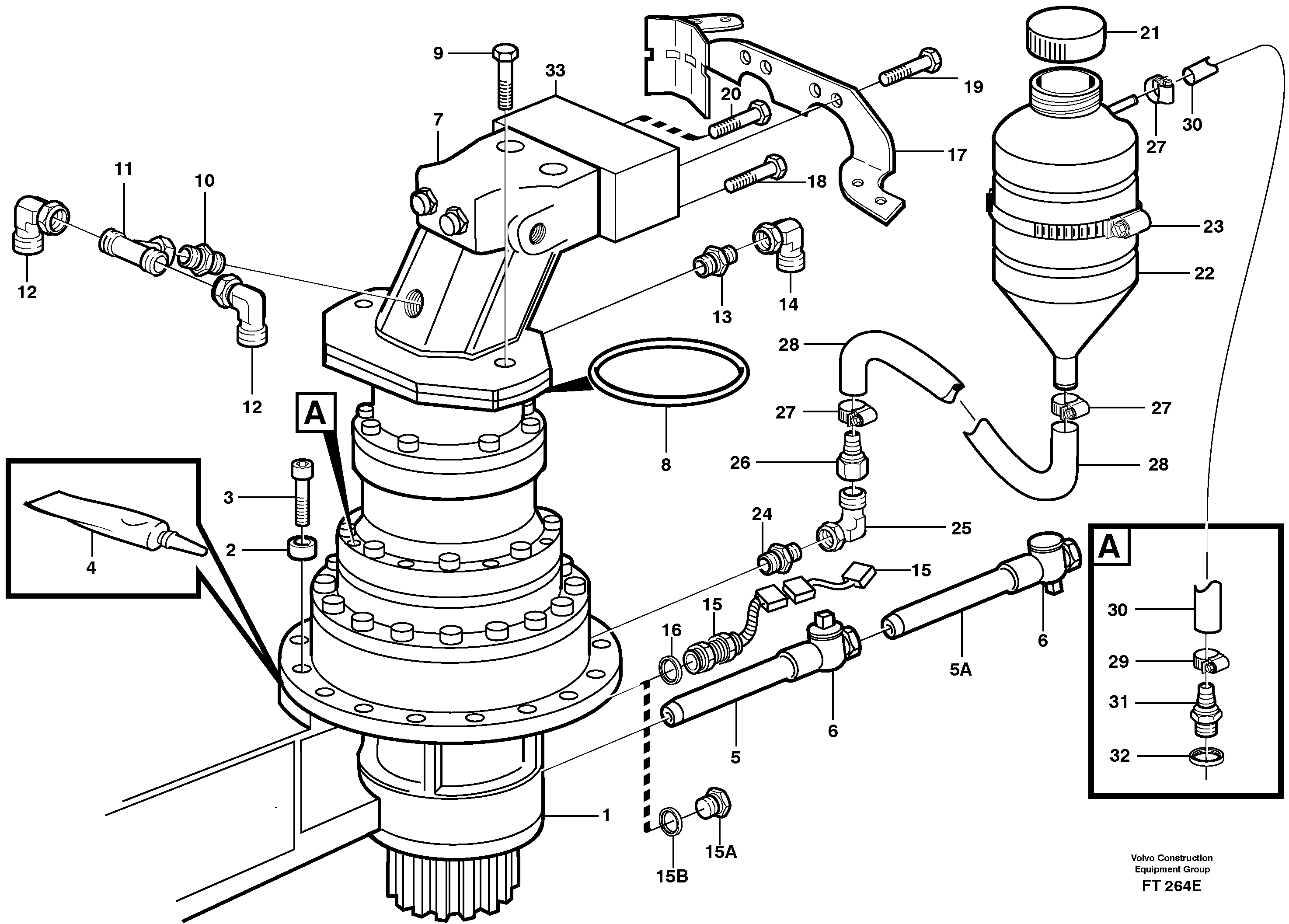Схема запчастей Volvo EC340 - 68262 Swing gearbox with fitting parts EC340 SER NO 1001-