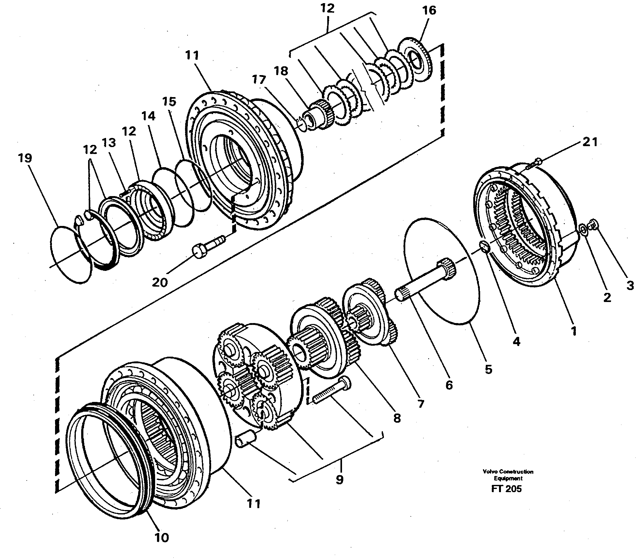 Схема запчастей Volvo EC340 - 72795 Planetary gear, travel EC340 SER NO 1001-