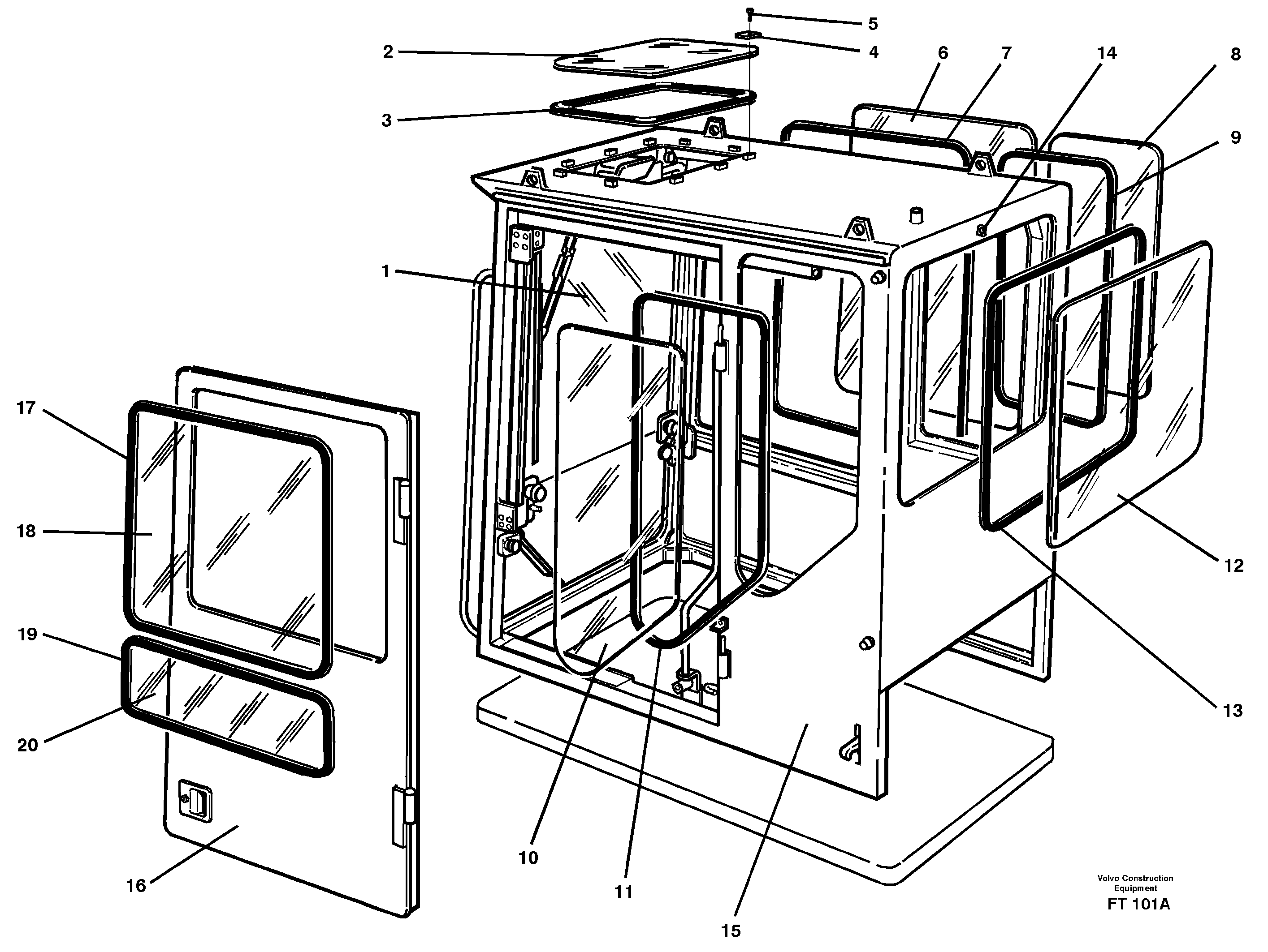 Схема запчастей Volvo EC340 - 67936 Windows EC340 SER NO 1001-