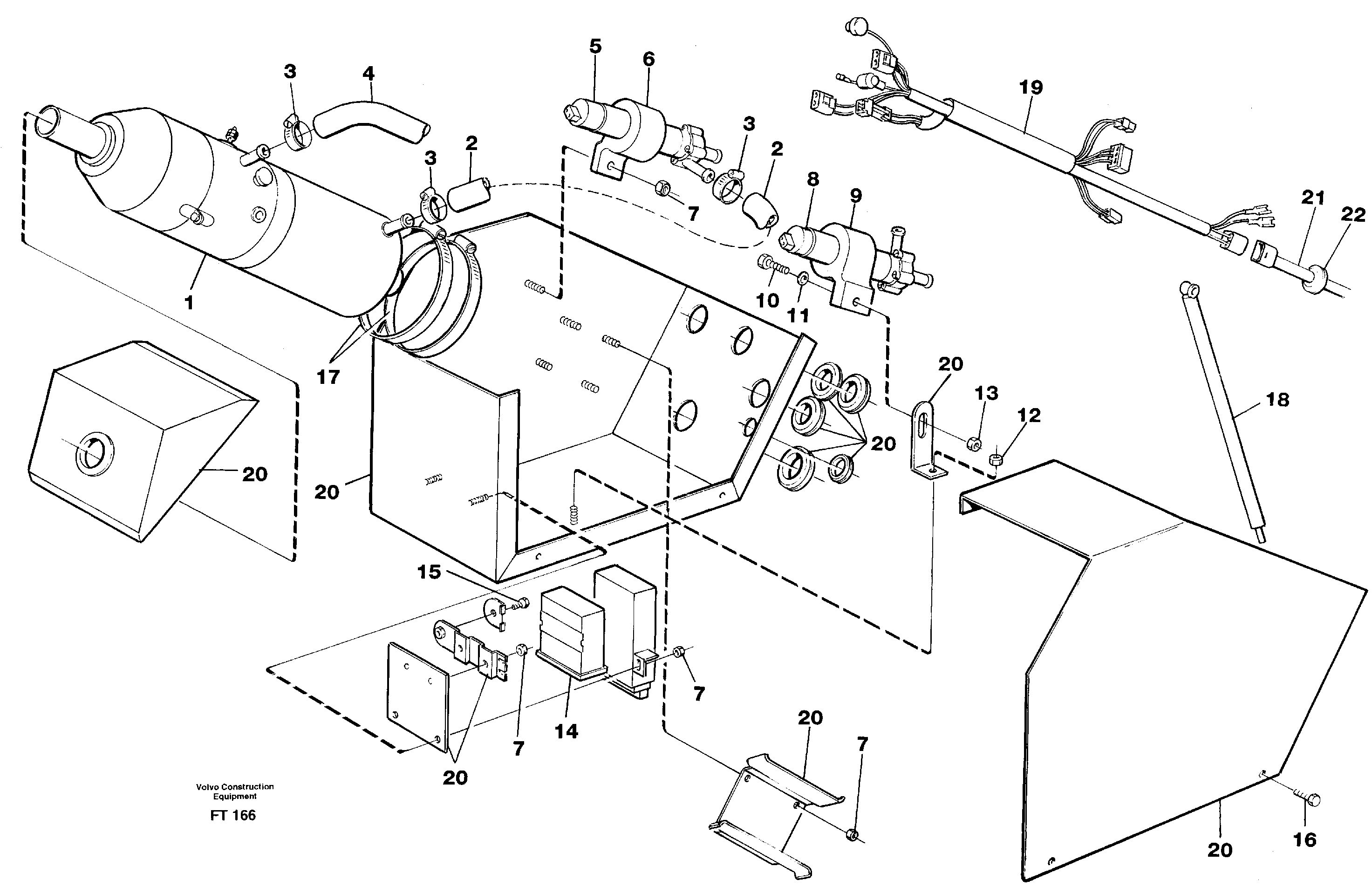 Схема запчастей Volvo EC340 - 86104 Diesel heater, with fitting parts EC340 SER NO 1001-