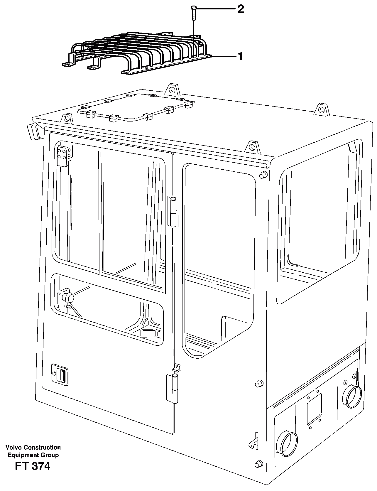 Схема запчастей Volvo EC340 - 70189 Grille over roof Window EC340 SER NO 1001-